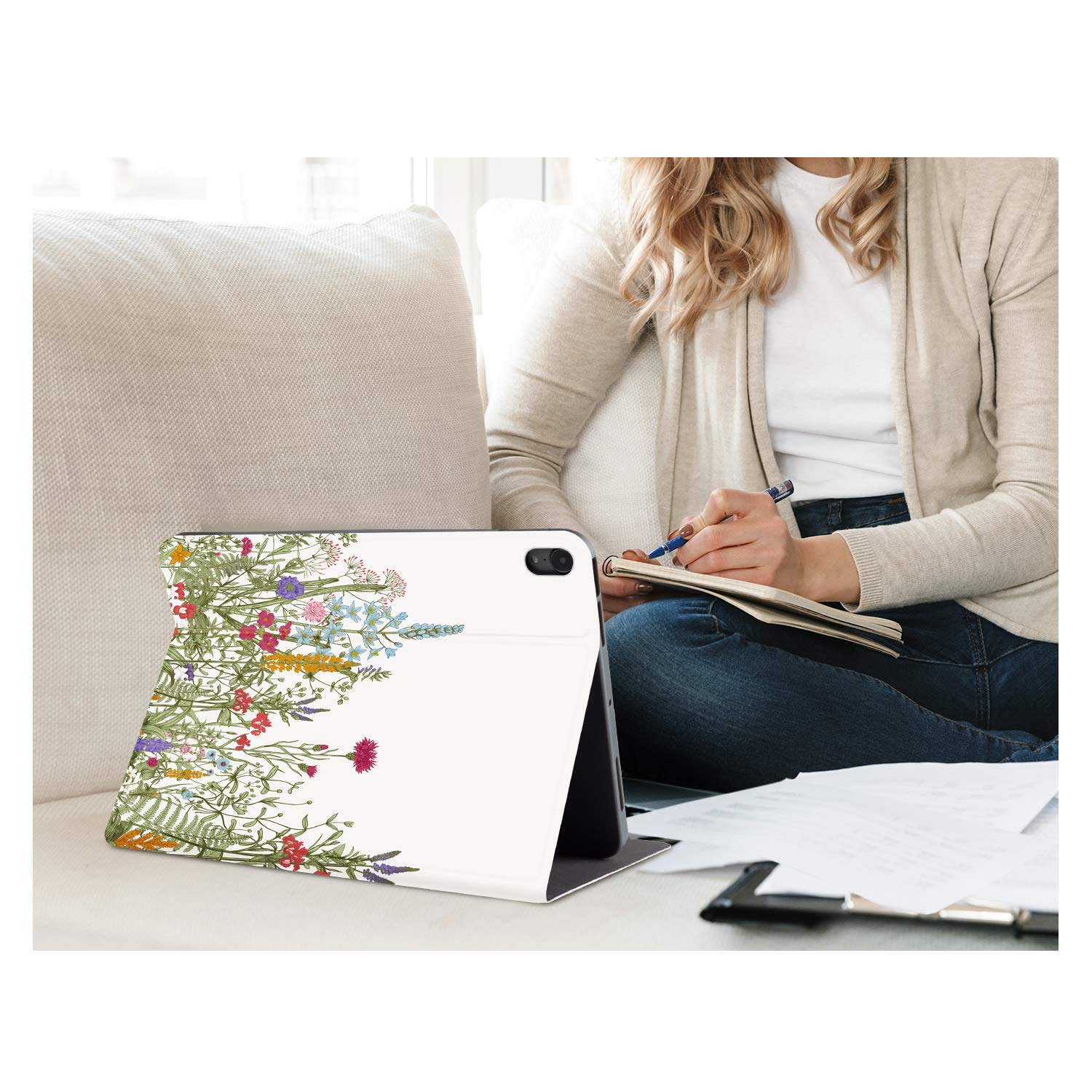 Premium iPad Air 11-inch Case (2025/2024 M3/M2) & iPad Air 10.9-inch Case (5th/4th Gen 2022/2020) - Multi-Angle Stand, Auto Wake/Sleep, Shockproof Protective Cover with Floral Design - Perfect for Women, Students & Office Use