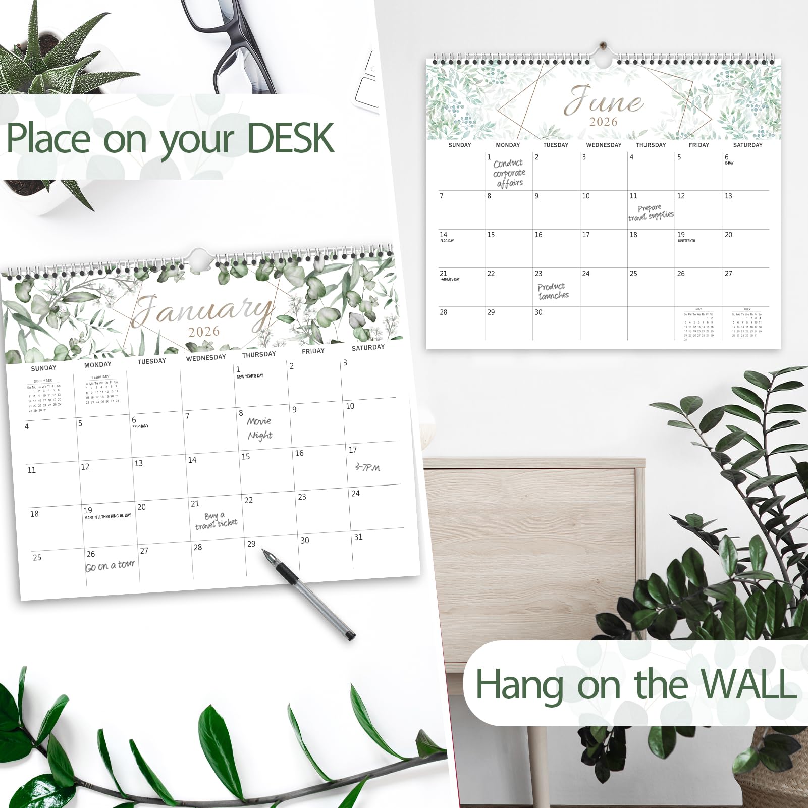 GuassLee 2025-2026 Wall Calendar | 19-Month Hanging Planner (June 2025 - December 2026) | 14