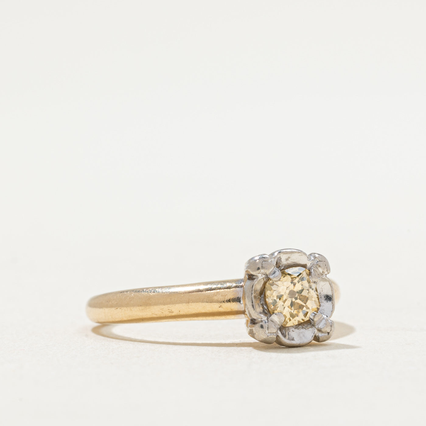 0.37ct Fancy Yellow Old Mine Cut Diamond Engagement Ring - Size 7.5 | Vintage Style Wedding Band for Women | Perfect for Proposals, Anniversaries & Special Occasions