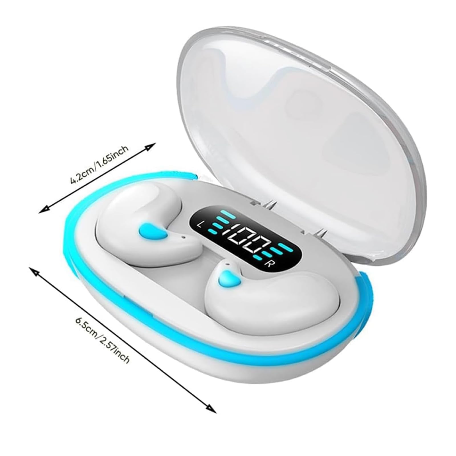 Wireless Bone Conduction Sleep Headphones Bluetooth 5.3 with Noise Cancellation, Invisible In-Ear Earbuds for Sports & Running, IPX5 Waterproof with LED Digital Display Charging Case (Black) - Perfect for Sleeping, Gym Workouts and Nighttime Jogging