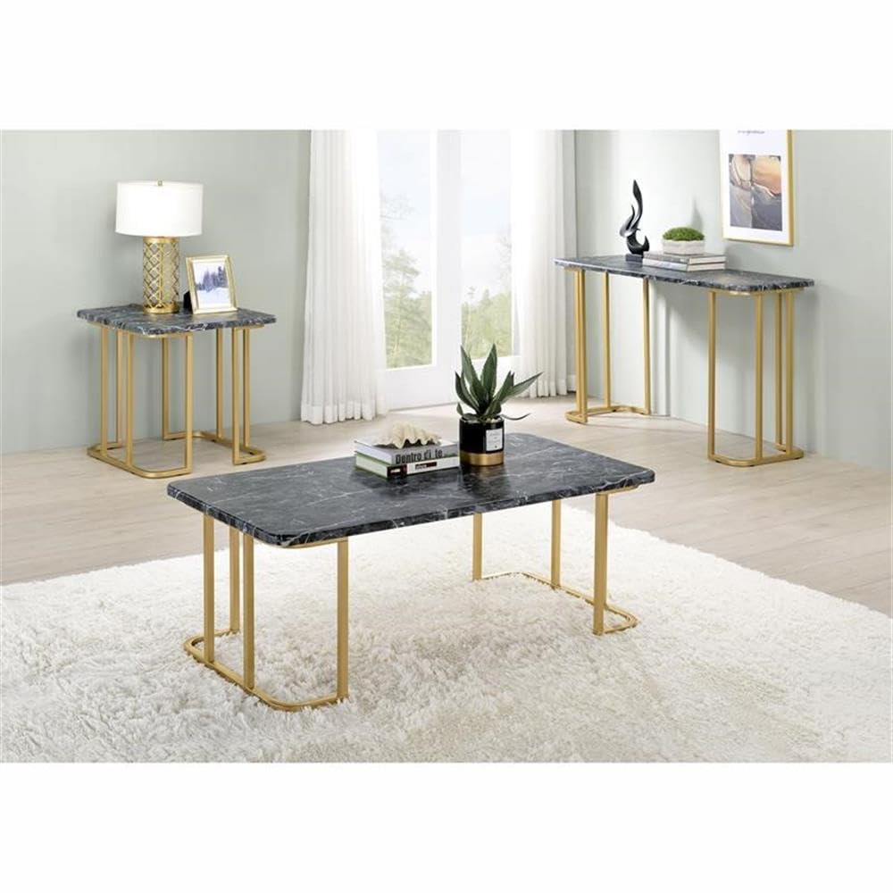 Modern Black and Gold Metal Console Table - BOWERY HILL Contemporary Entryway Sofa Table for Living Room, Hallway & Office Decor