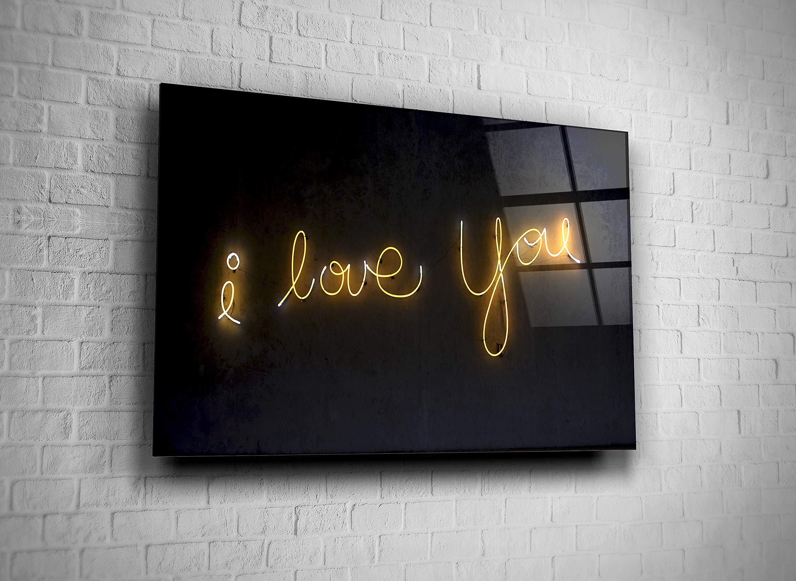 I Love You Neon Sign - 24x36 Tempered Glass Wall Art for Home, Bar, Office & Hotel Decor | Modern Gift for Valentine's Day, Anniversary & Romantic Spaces