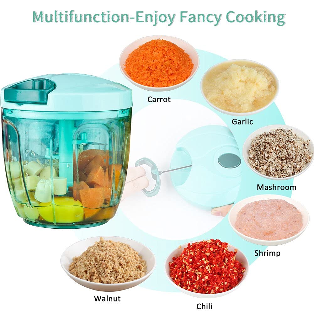 Cambom Manual Food Chopper - BPA Free Hand-Pull String Vegetable Slicer for Onions, Garlic & Herbs | Perfect for Meal Prep, Salads & Cooking | Safe Kitchen Gadget