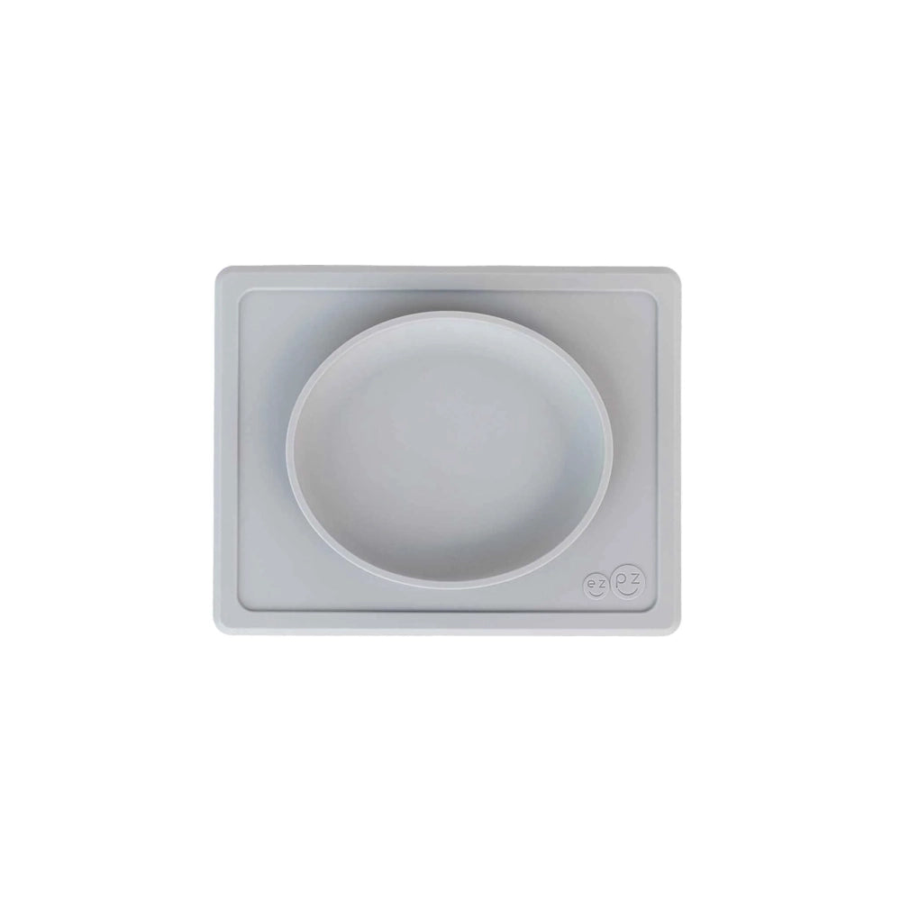 EzPz Tiny Plate in Pewter - Perfect for Toddler Mealtime, Baby-Led Weaning & Travel | Non-Slip Suction Base, Durable & BPA-Free