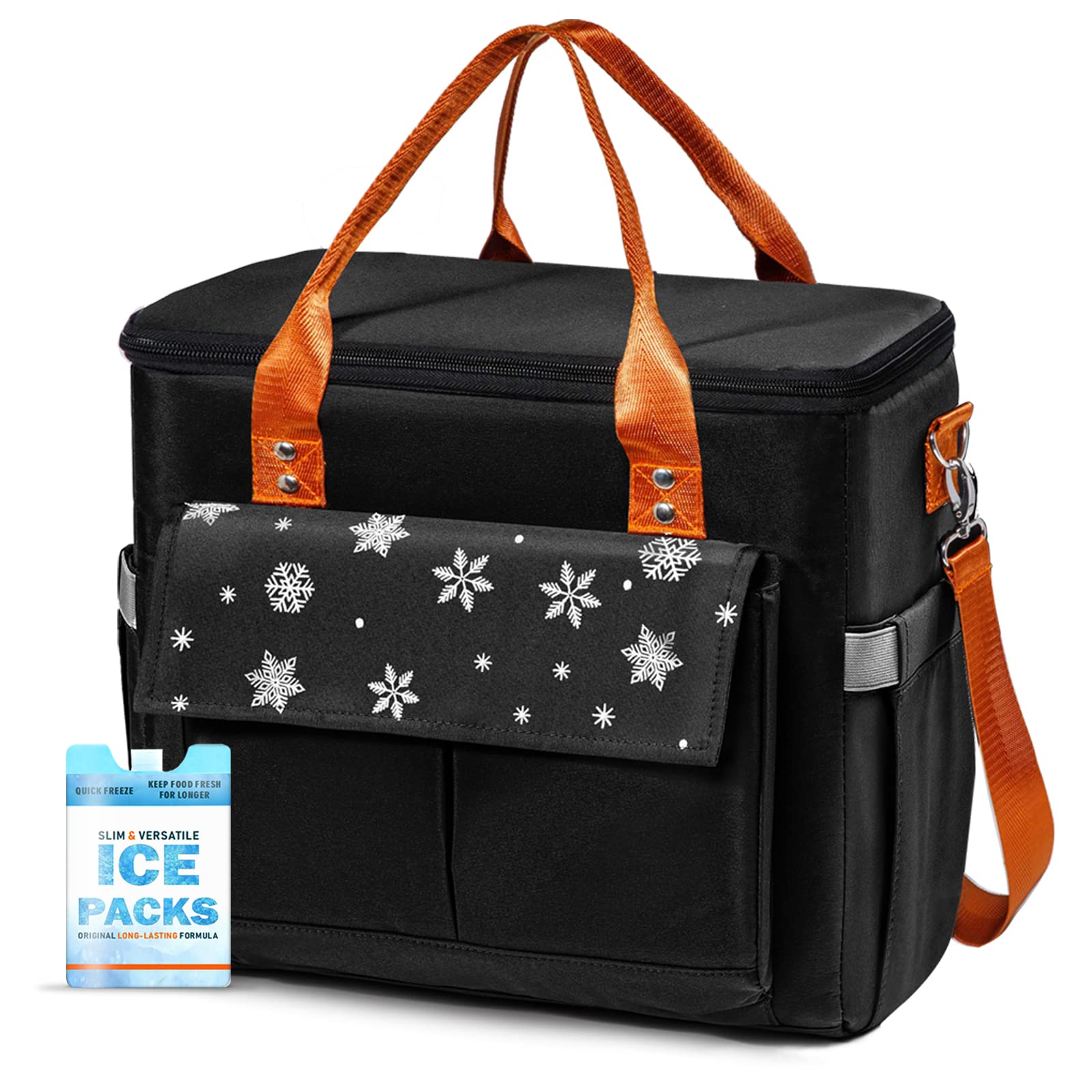 Premium Soft Cooler Bag with Ice Pack - Large Insulated Lunch Tote with Leakproof Removable Liner for Women & Men - Perfect for Beach, Camping, Hiking & Picnics - Ideal for Work, School, Travel & Outdoor Adventures