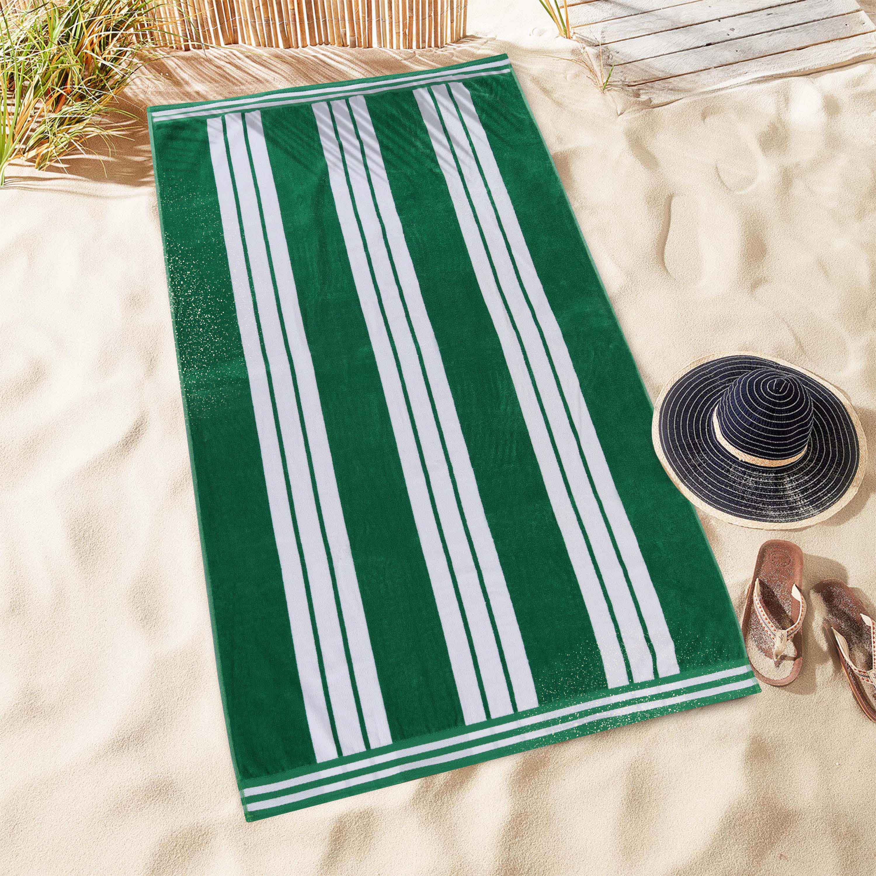 Premium Oversized Cabana Striped Cotton Beach Towel Set - 2, 4, or 6 Pack - Soft Quick-Dry Bath Towels for Pool, Beach, Vacation & Spa Days