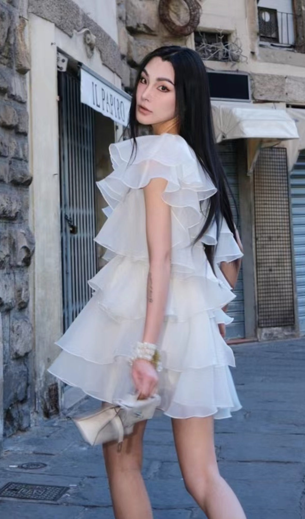 One Shoulder Cap Sleeve Plain Tiered Mini Dress - Perfect for Summer Parties, Date Nights & Beach Vacations