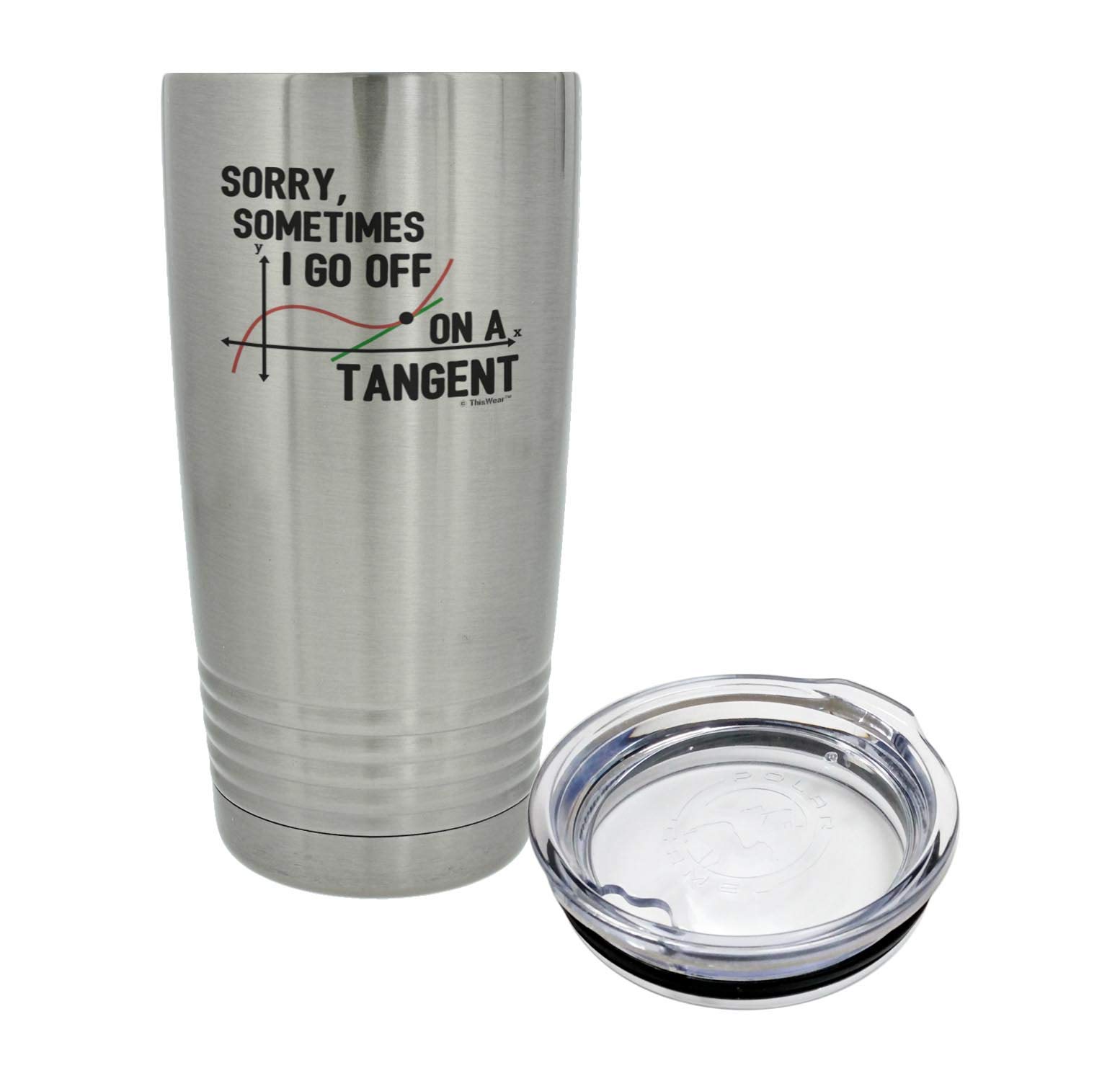 20oz Stainless Steel Insulated Travel Mug with Lid - Funny Math Teacher Gift 'Sorry Sometimes I Go Off On A Tangent' - Perfect for Coffee, Tea & Classroom Use