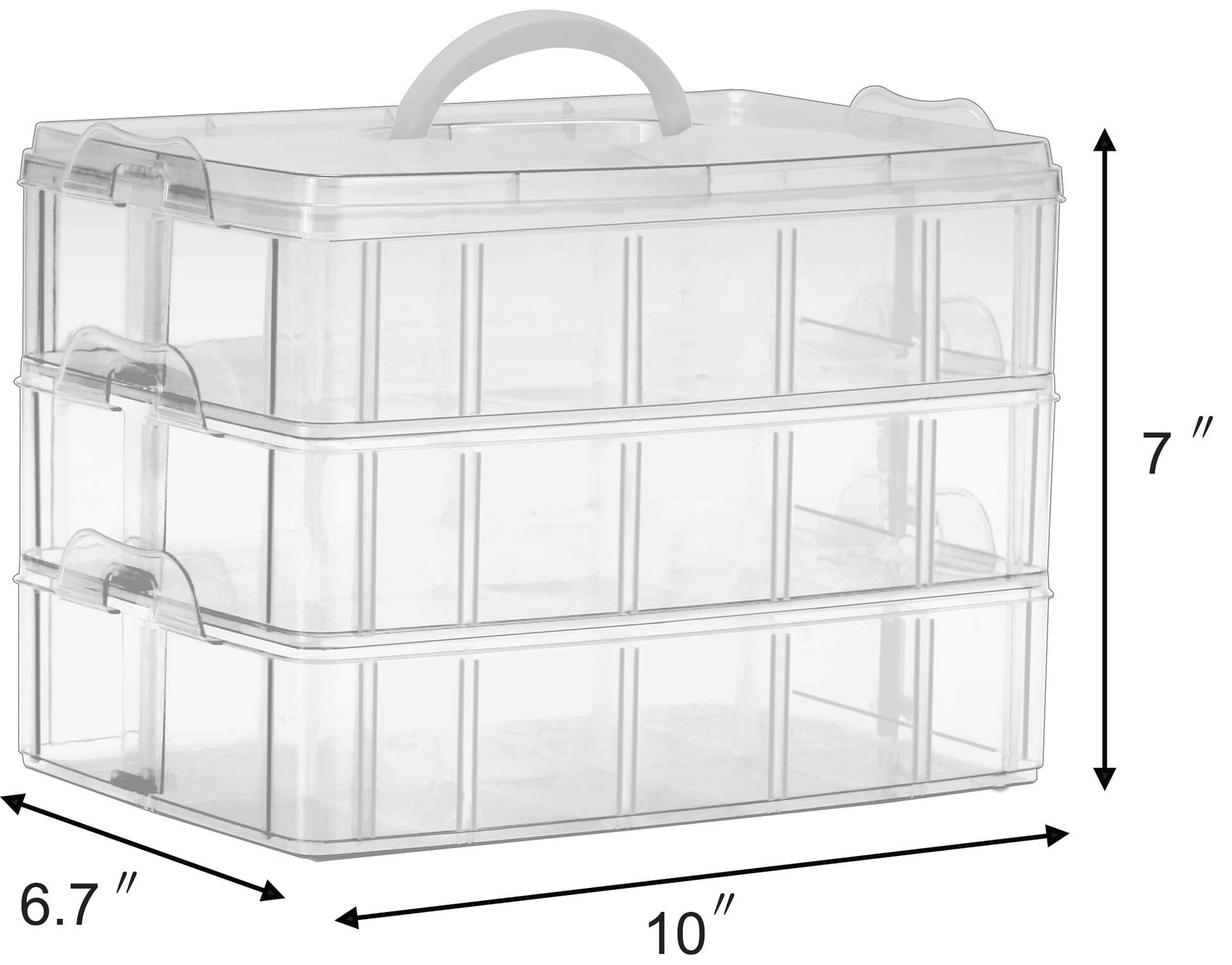 3-Tier Stackable Plastic Craft Organizer with 30 Compartments - Perfect for Beads, Jewelry Making & DIY Supplies Storage - Ideal for Craft Rooms, Offices & Home Organization