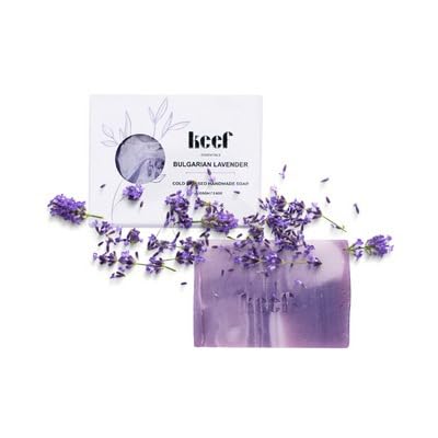 KEEF Bulgarian Lavender Soap Bar - Moisturizing Soap for Dry & Mature Skin with Lavender Essential Oil, Avocado Oil, Coconut Oil & Jojoba Oil - Perfect for Relaxing Bath, Spa Day & Sensitive Skin Care