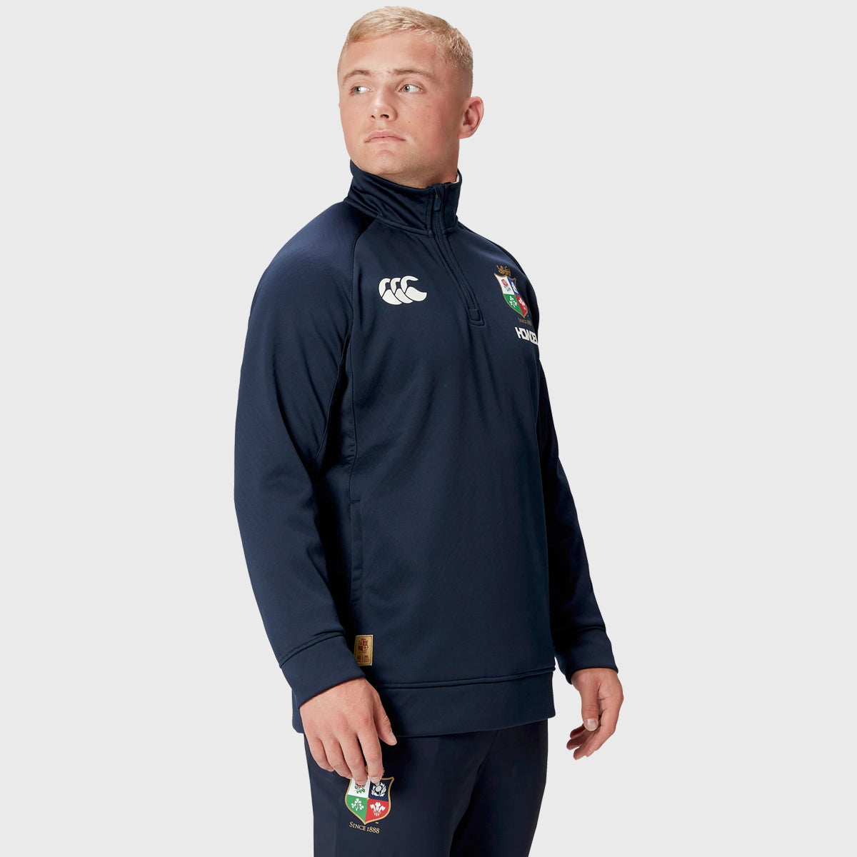 Canterbury British & Irish Lions Men's 1/4 Zip Fleece Pullover - Navy Blue Rugby Training Top for Gym & Outdoor Sports