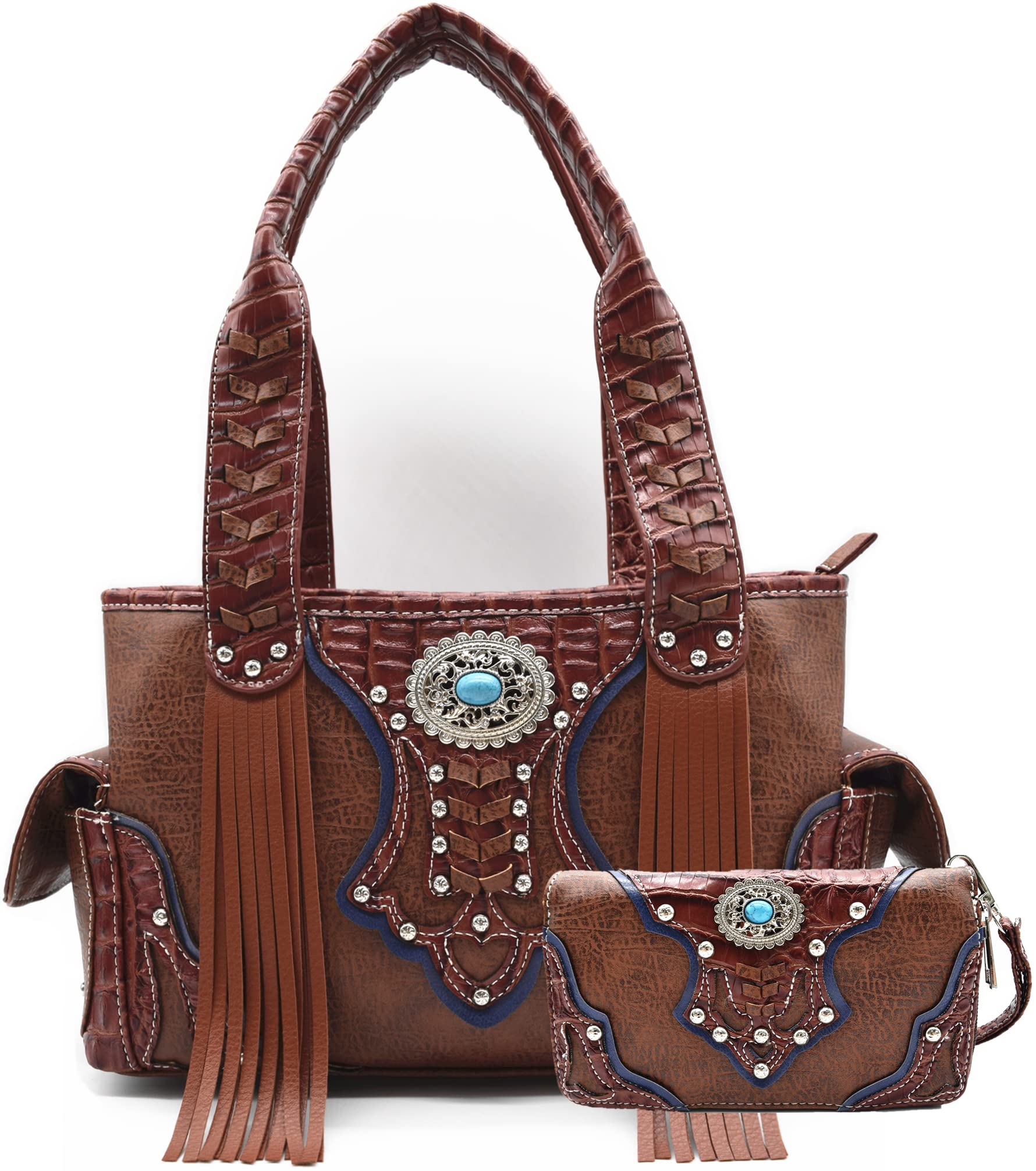 Western Cowgirl Tote Bag with Fringe & Conchos - Stylish Country Handbag for Women - Perfect for Rodeo & Outings
