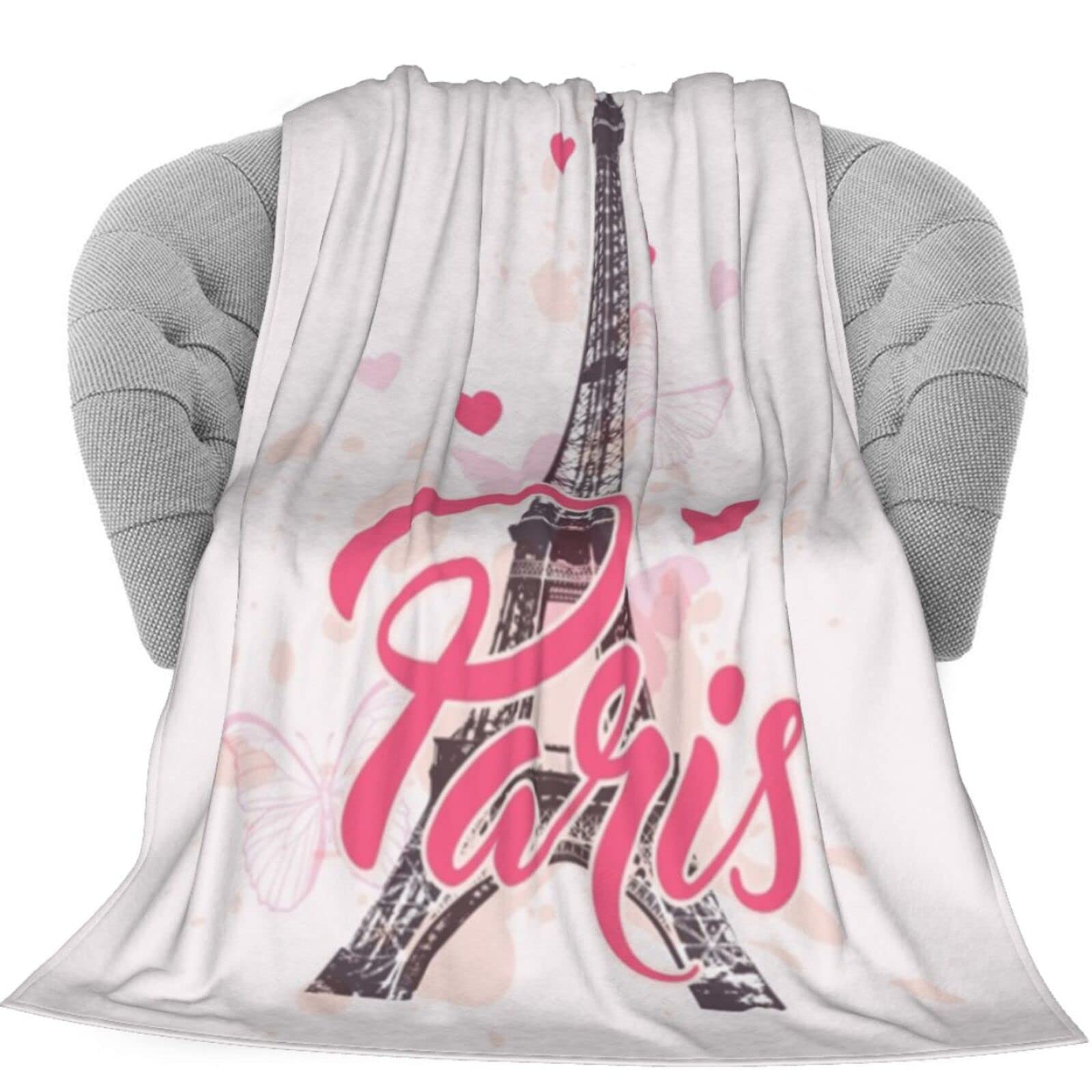 KiuLoam Pink Paris Eiffel with Love Lightweight Plush Microfiber Blanket - 60