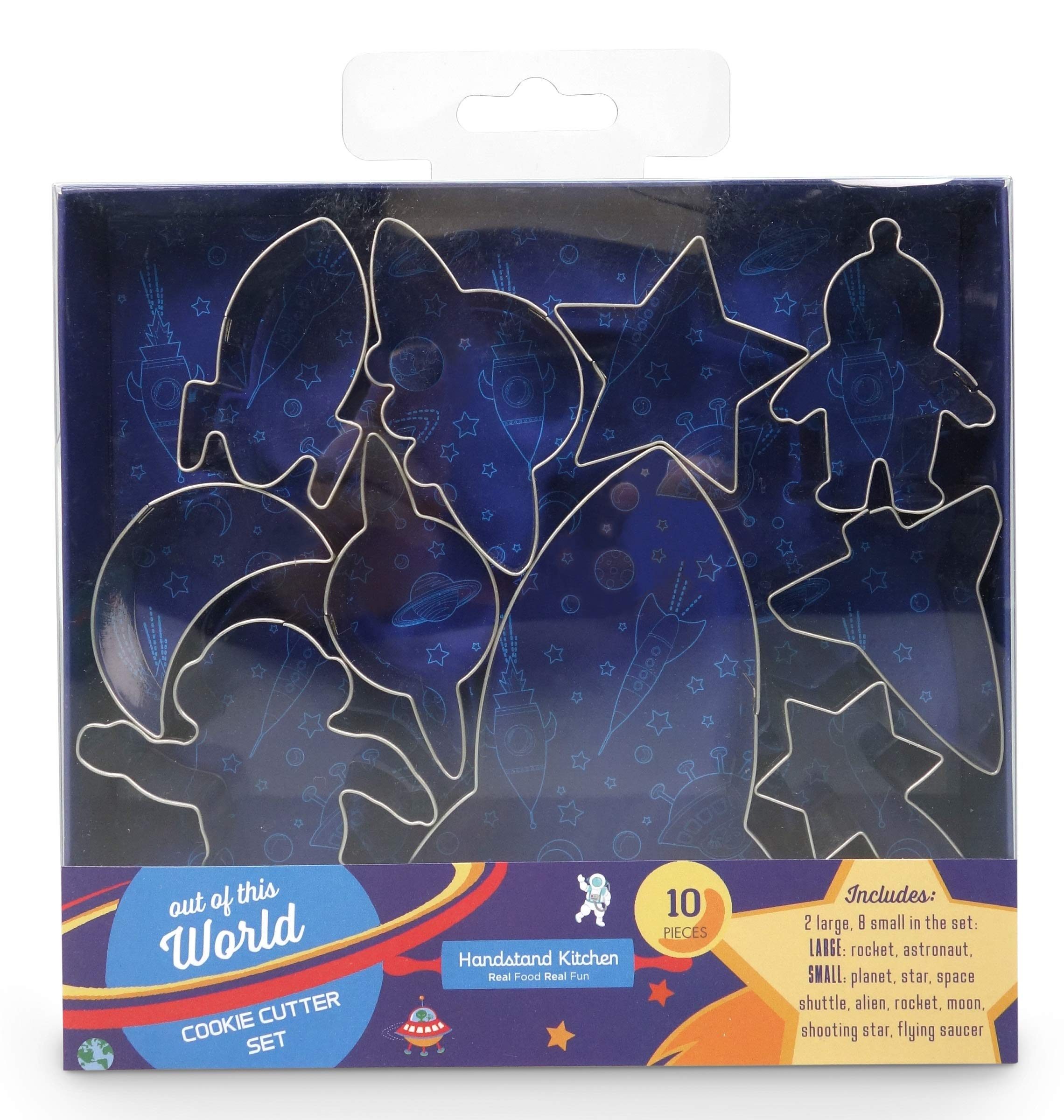 Handstand Kitchen Rockets and Planets 10-Piece Cookie Cutter Set | Space-Themed Baking Tools for Kids Birthday Parties & Holiday Cookies