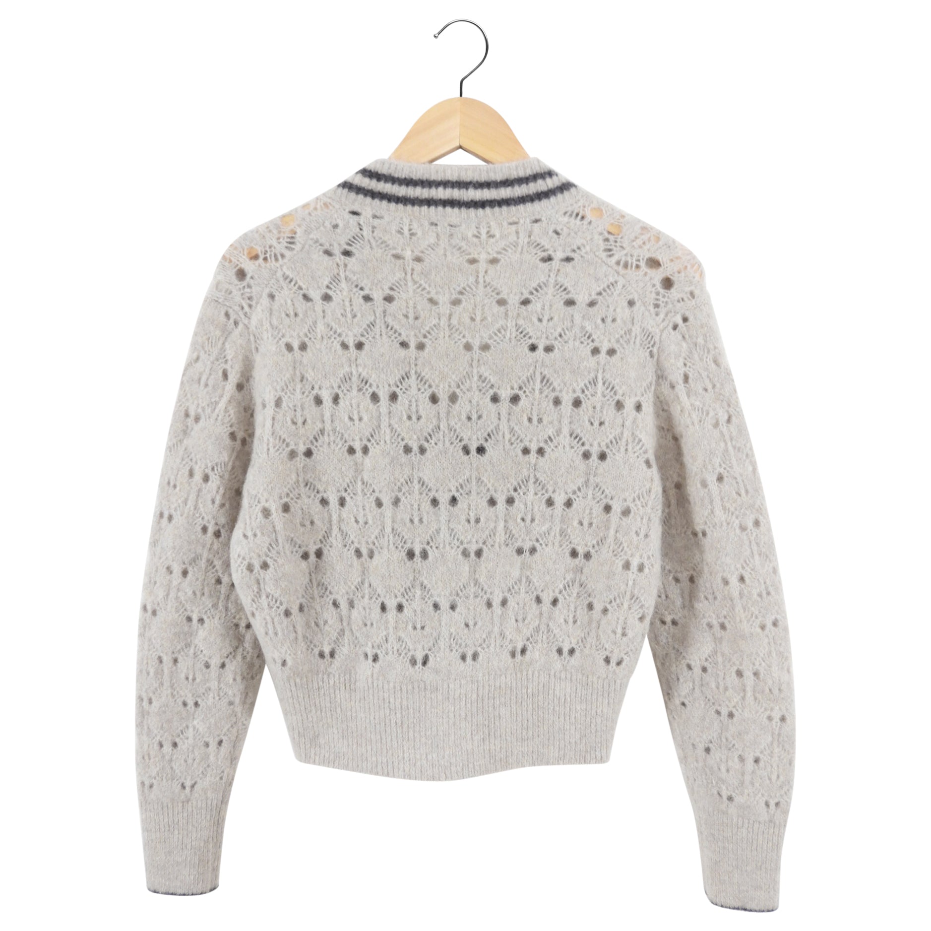 Brunello Cucinelli Light Taupe Mohair Knit Crop Cardigan Sweater for Women - Size S (4/6) - Perfect for Office Wear, Date Nights & Fall Layering