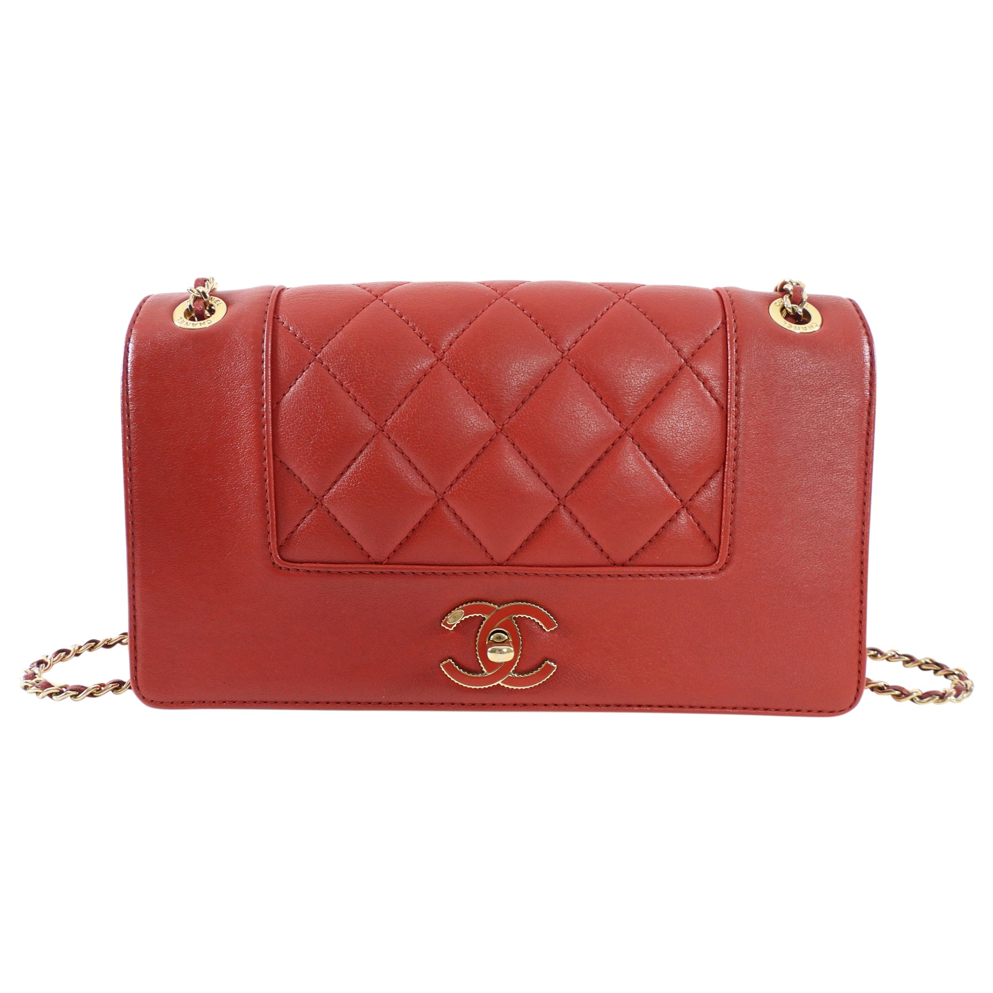 Chanel Red Leather Quilted Mademoiselle Medium Flap Bag with Gold Hardware - Luxury Designer Handbag for Women, Perfect for Parties, Date Nights & Special Occasions
