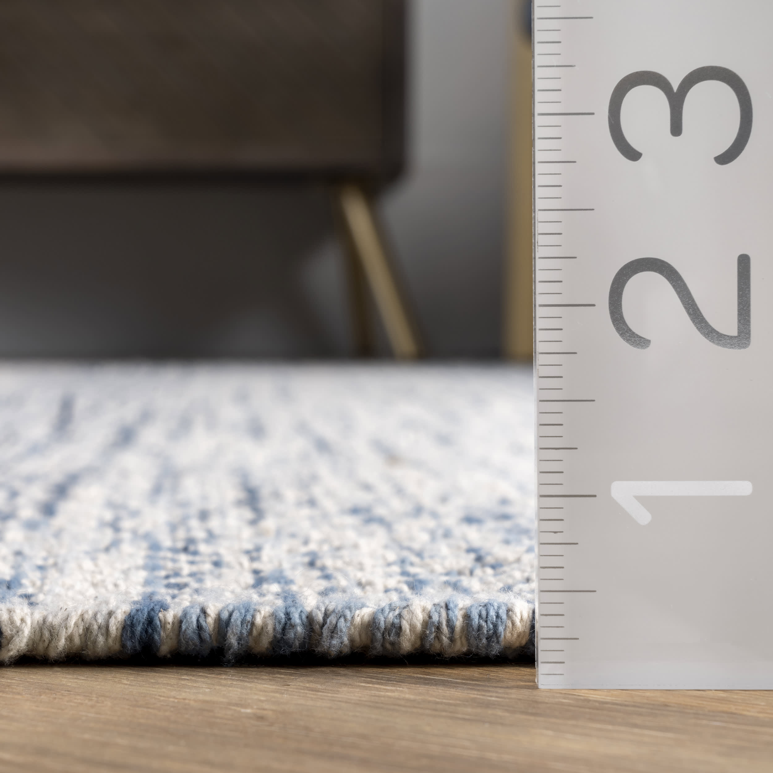 Blue Diamond Chevron Bands Tasseled Area Rug - Perfect for Living Room, Bedroom & Nursery Decor