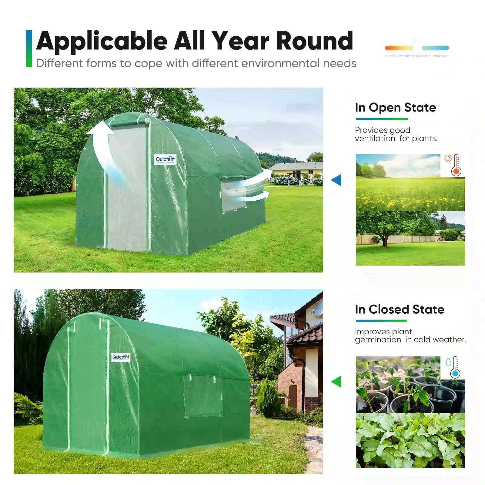 10' x 6.6' x 6.6' Premium Walk-in Greenhouse for Outdoor Gardening - Perfect for Growing Vegetables, Flowers & Herbs in Backyard or Patio