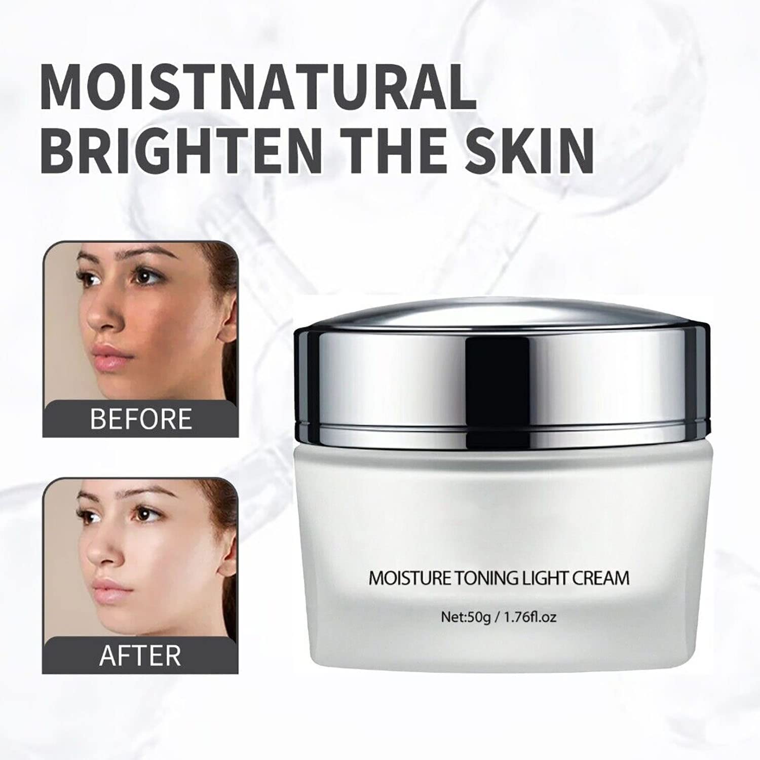 Hydrating & Moisturizing Vegan Face Cream - Lightweight Toning Cream for Brightening Skin Tone | Daily Hydration & Whitening Care | Perfect for Dry Skin, Night Routine & Travel Skincare (1pc)