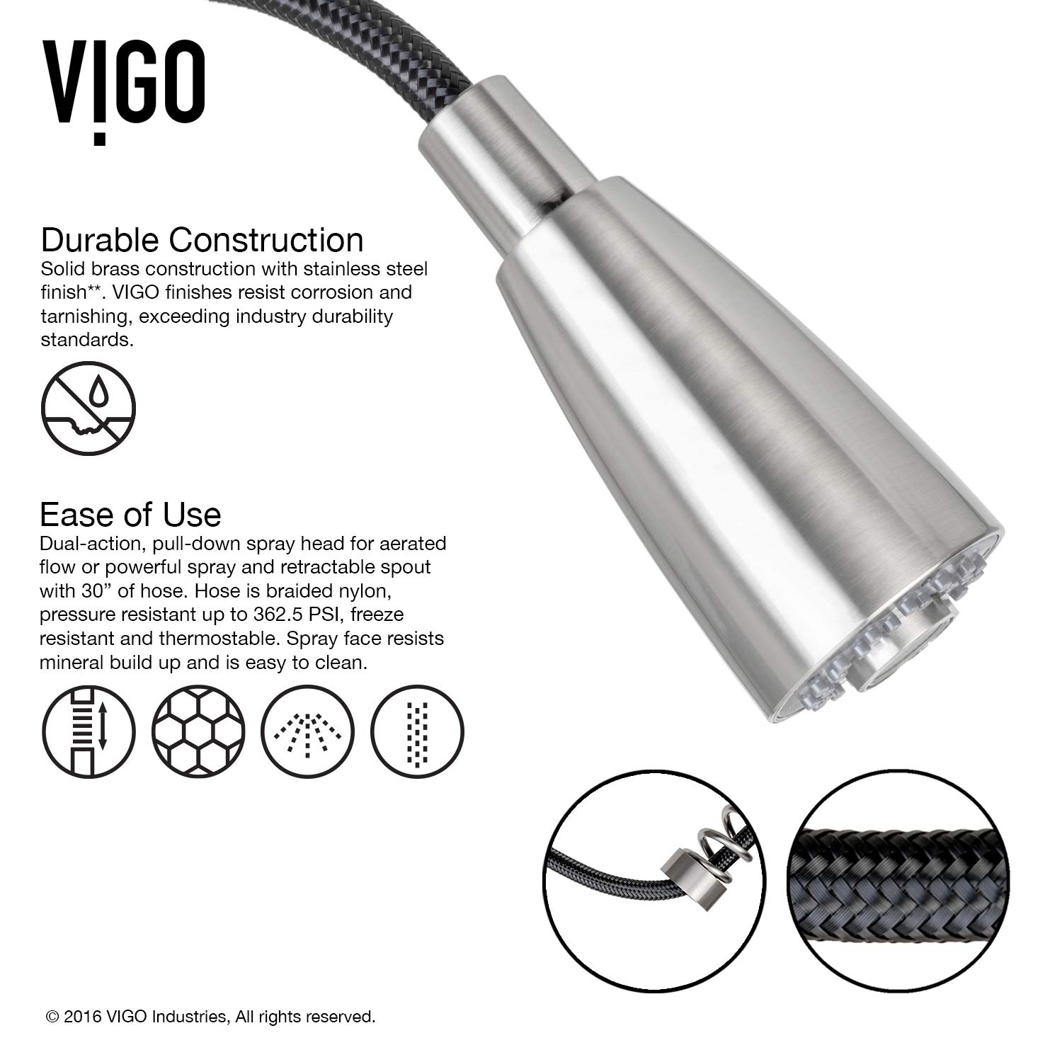 VIGO Brant 19-Inch Stainless Steel Single Handle Pull-Down Sprayer Kitchen Faucet with Soap Dispenser - VG02003STK2 | Modern Sink Faucet for Home & Restaurant Kitchens