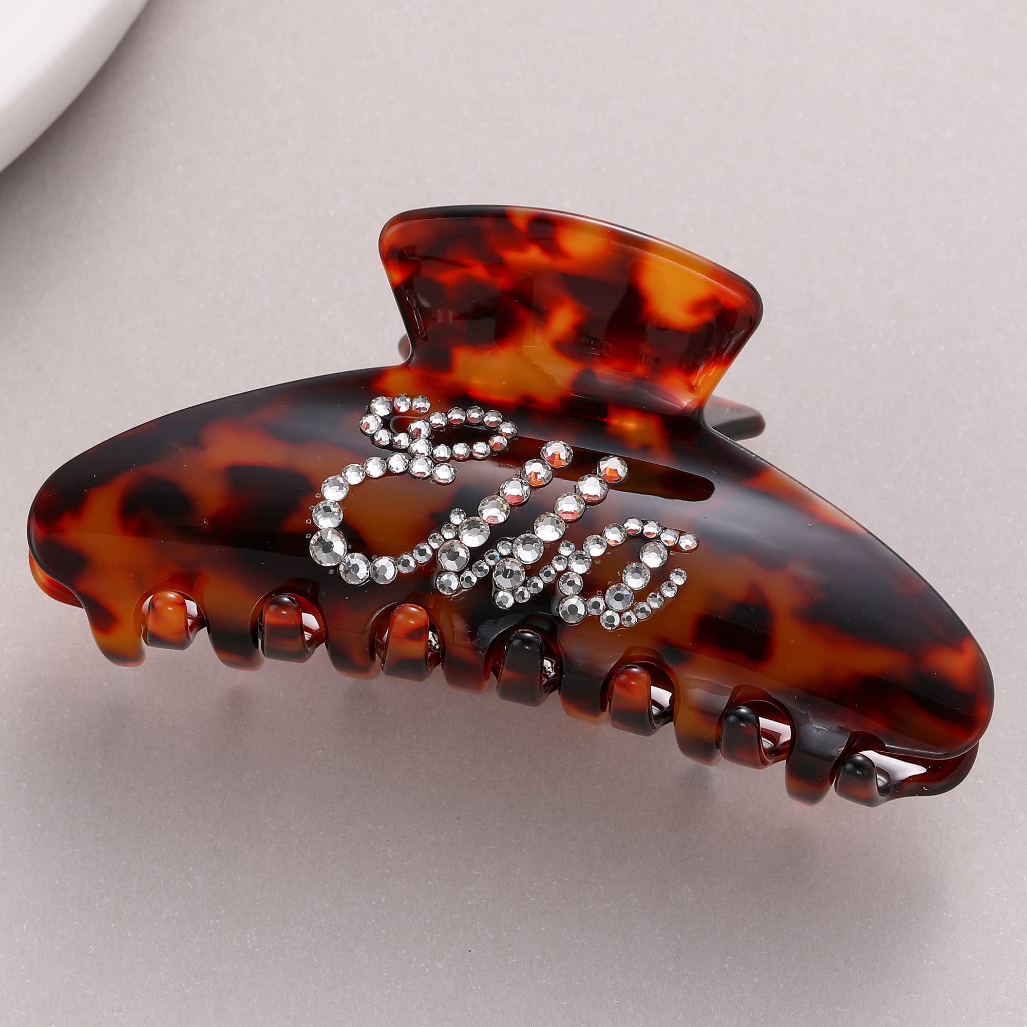 Personalized Rhinestone Name Claw Hair Clip for Women - Tortoiseshell French Banana Jaw Clip, Custom Hair Accessories for Women & Girls | Perfect for Parties, Weddings & Everyday Styling