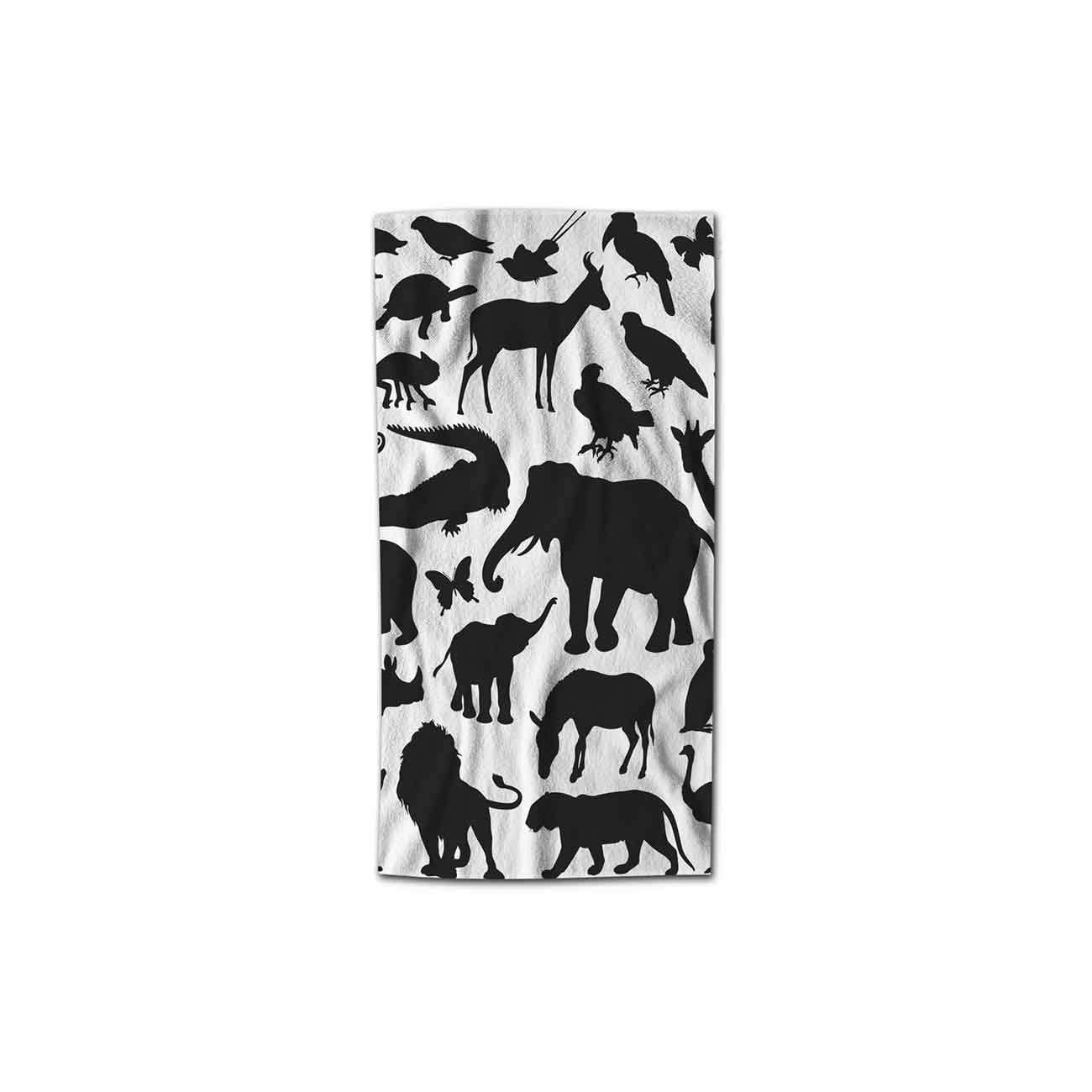 Premium Zoo Animals Collection Hand Towel - African Wild Lion, Monkey, Elephant & Ostrich Design - 30x15 Inch Soft Polyester Microfiber - Lightweight & Absorbent for Bathroom, Shower, Kitchen Decor - Perfect for Home, Gifts & Wildlife Theme Decorations