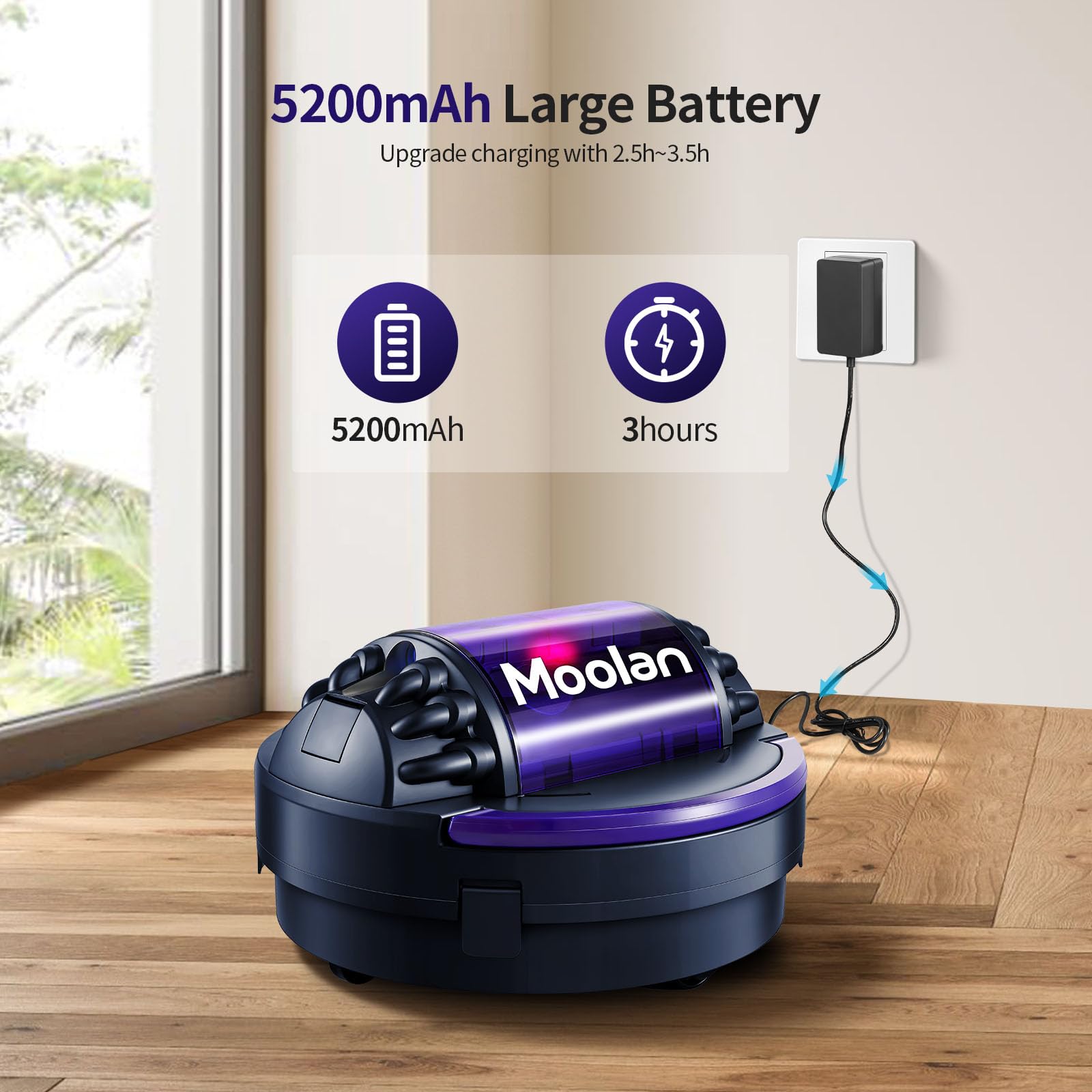 MOOLAN X1 Cordless Robotic Pool Vacuum Cleaner - 120 Min Runtime, Dual-Motor, Self-Parking for Above/In-Ground Pools up to 914 Sq Ft - Ideal for Weekly Pool Maintenance & Quick Cleanups