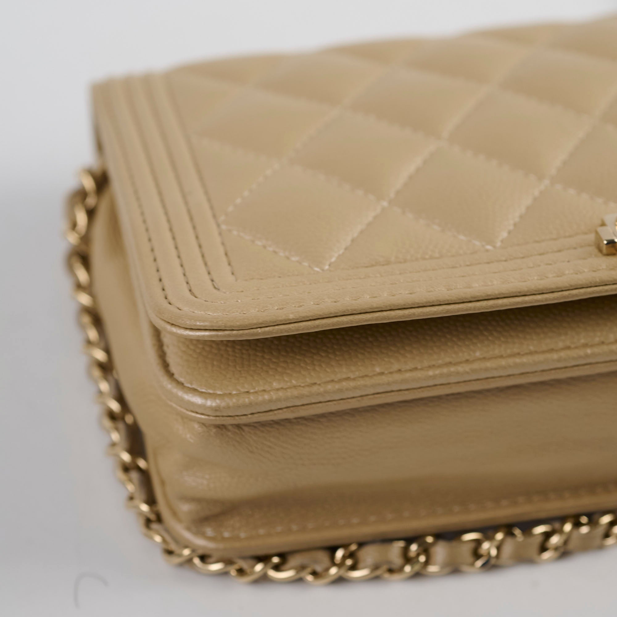 Chanel Boy Wallet On Chain Gold Caviar Leather Crossbody Bag - Luxury Designer Handbag for Women, Perfect for Parties, Date Nights & Special Occasions