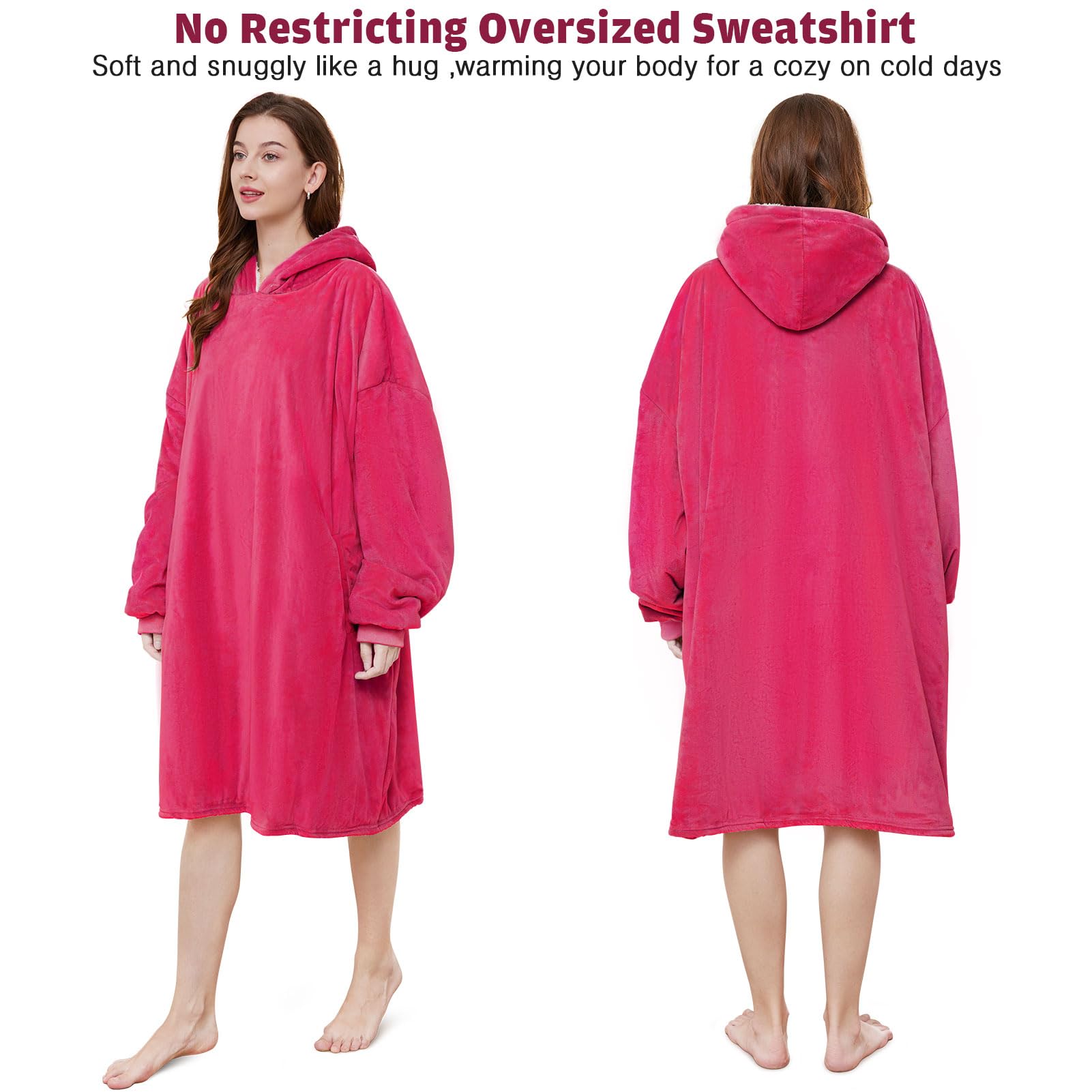 AmyHomie Oversized Sherpa Hooded Blanket Sweatshirt - Fleece Wearable Blanket Hoodie for Women, Men & Kids - Cozy Loungewear for Netflix Nights, Camping & Home Relaxation