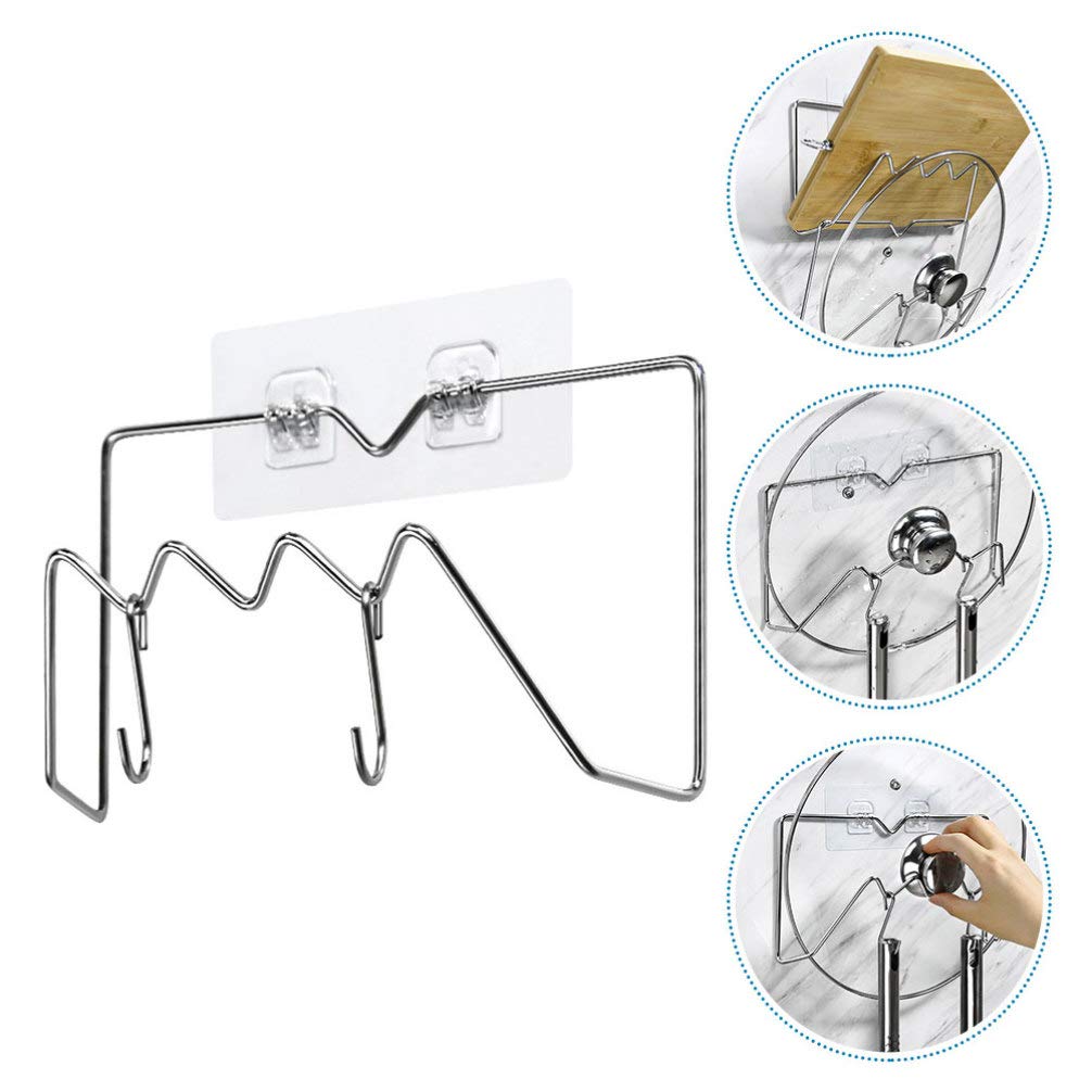 1PC No Punching Hanging Kitchen Organizer - Pot Cover Rack, Cutting Board Holder, Space-Saving Storage Stand for Pots, Pans & Utensils - Perfect for Small Kitchens & Apartment Living