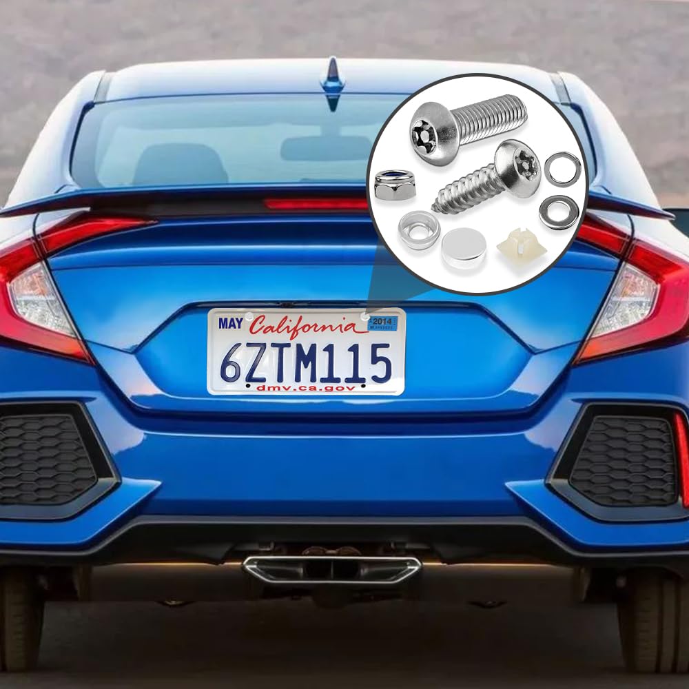 Anti Theft License Plate Screws - Stainless Steel Security Bolts for Car Mounting | Durable & Rustproof