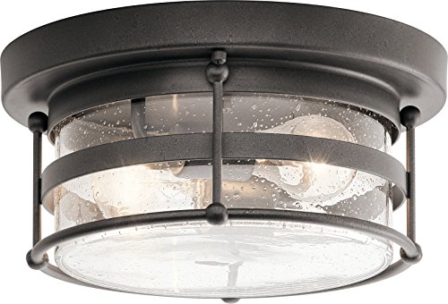 Kichler 49965AVI Outdoor Ceiling Light Fixture - Anvil Iron Finish - Weather-Resistant for Patio, Porch & Entryway Lighting