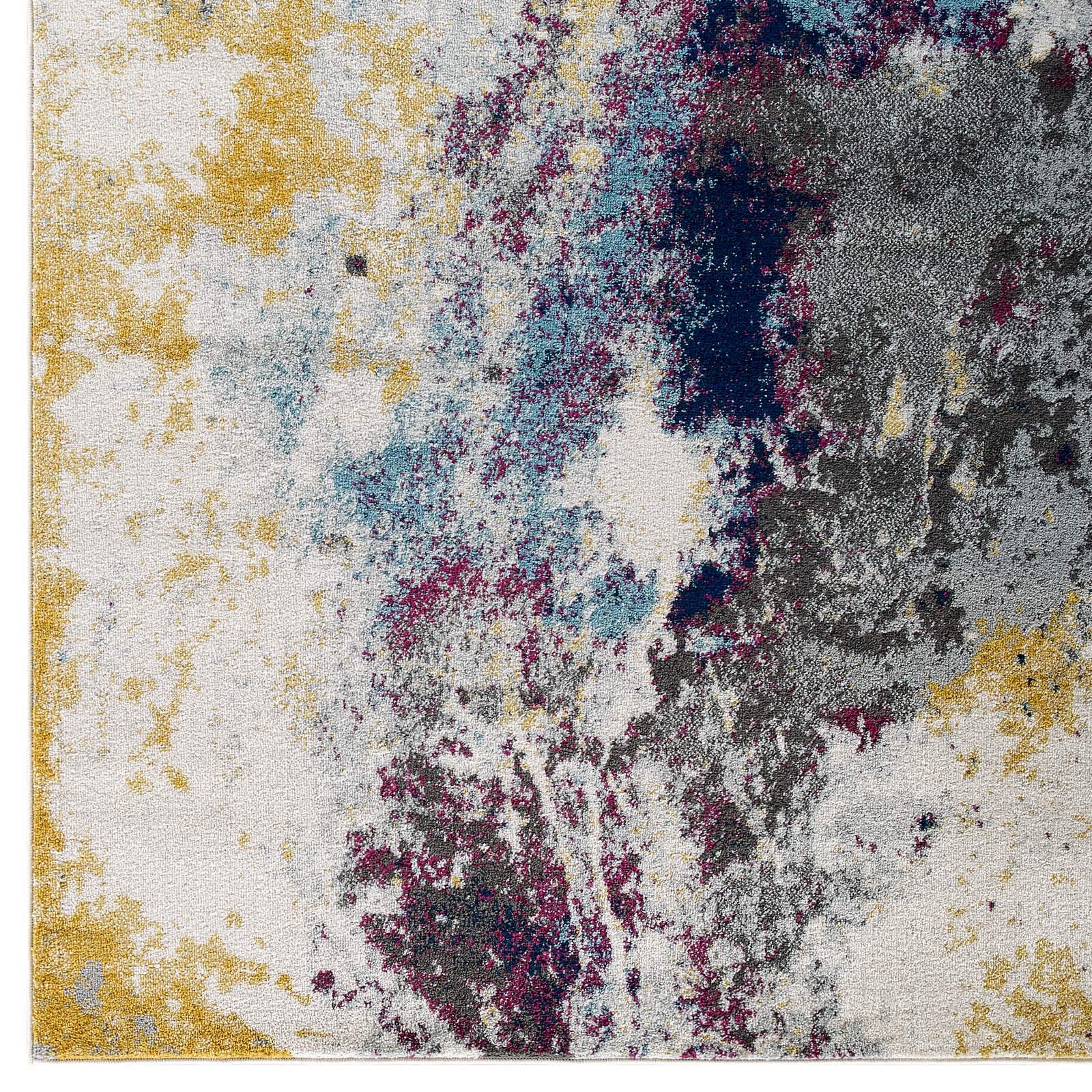 Modern Contemporary Urban Design Blue Area Rug - Soft Fabric Floor Carpet for Living Room, Lounge & Bedroom Decor | Perfect for Home, Office & Apartment Style