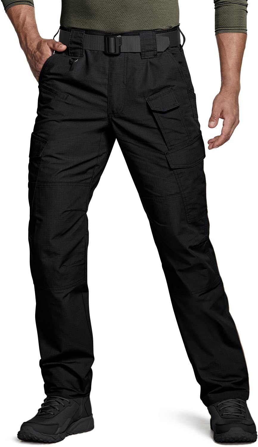 CQR Men's Tactical Pants - Water Resistant Ripstop Cargo Pants for Hiking, Work & Outdoor Activities | Lightweight Durable EDC Pants for Camping, Travel & Adventure