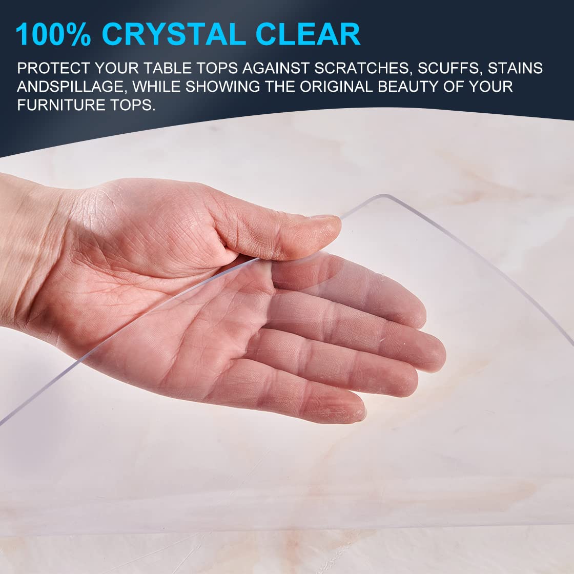 Clear PVC Table Cover Protector 32x48 Inches - Durable Plastic Writing Desk Mat, Rectangular Vinyl Desk Pad for Office, Dresser, Nightstand, Computer Desk - Waterproof & Scratch-Resistant Surface for Work, Study & Dining Protection