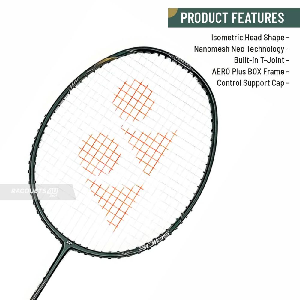 Yonex Astrox Lite 43I Dark Green Prestrung Badminton Racket - Lightweight Carbon Fiber Shuttlecock Racquet for Beginners & Intermediate Players | Perfect for Indoor/Outdoor Court Games & Training