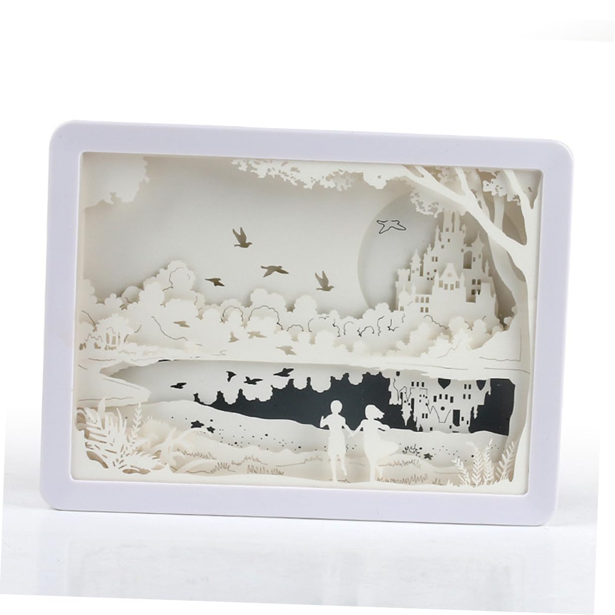 Angoily White 3D LED Night Light - Paper-Cutting Design Night Lamp with 3D Ornaments | Perfect for Bedroom, Nursery, Kids Room & Home Decor