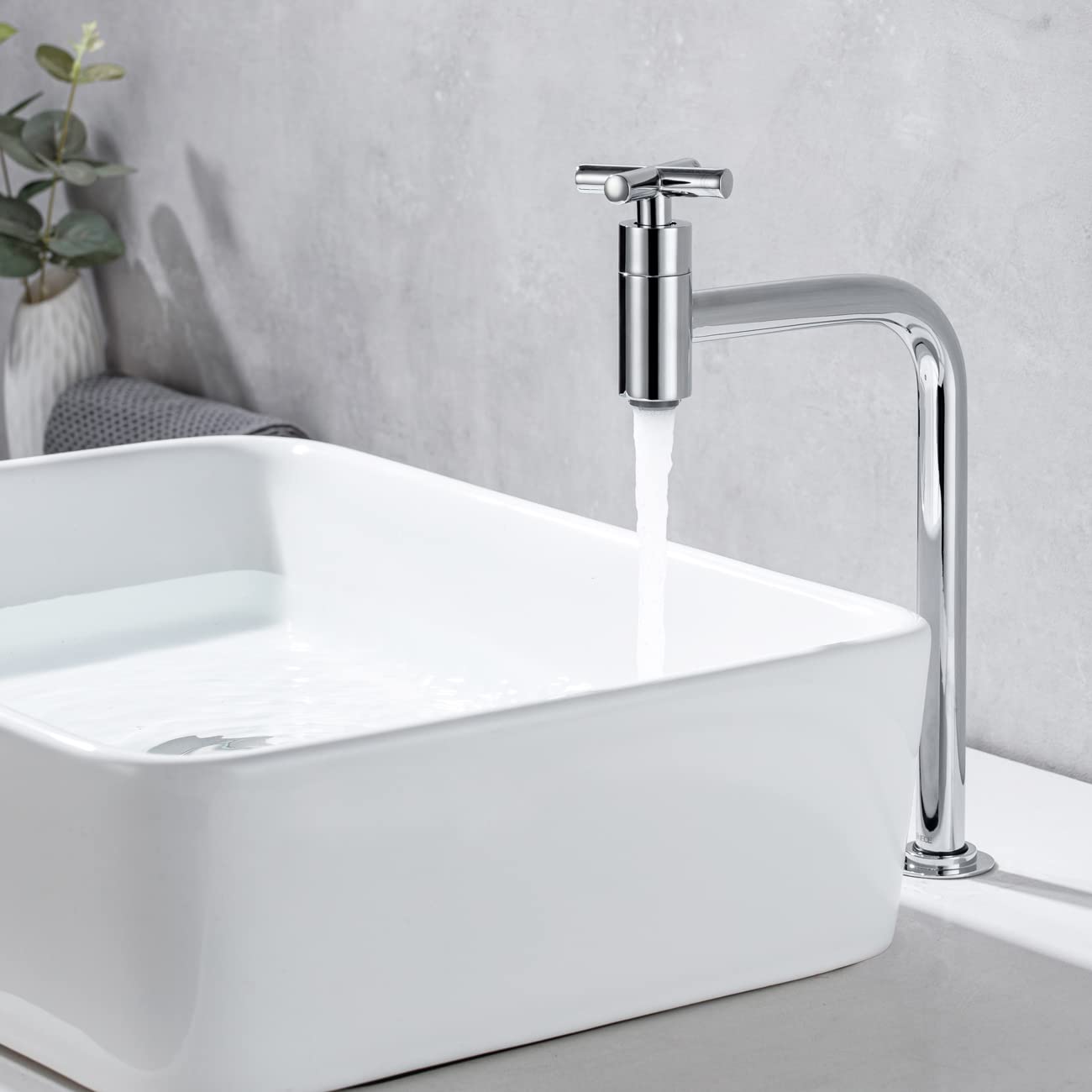 Tondiy Single Handle Deck Mount Bathroom Sink Faucet - Cold Water Only, Solid Brass Construction, Removable Aerator, Easy Installation, Chrome Finish for Modern Bathroom & Vanity Decor
