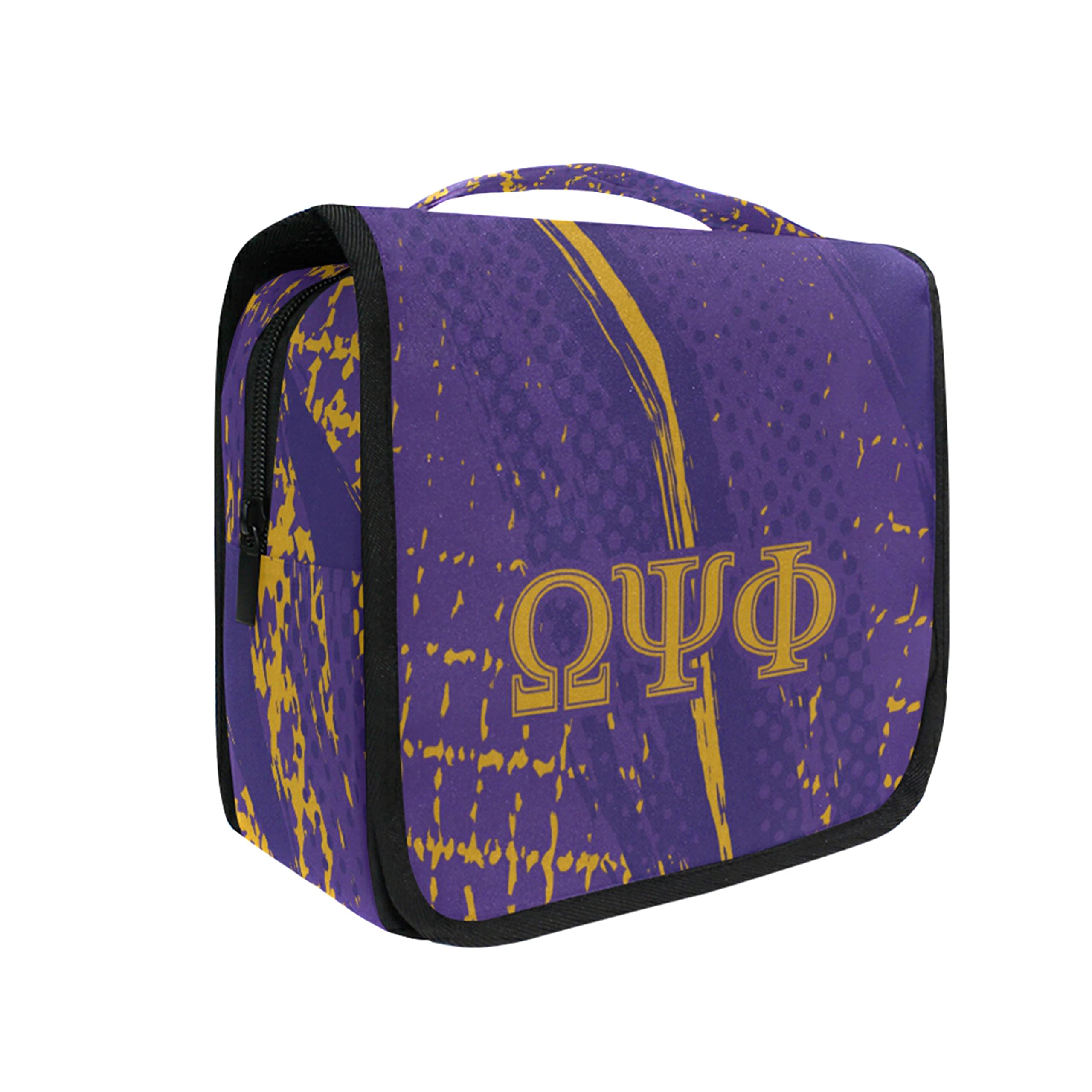 BBGreek Omega Psi Phi Fraternity Travel Toiletry Bag - Official Licensed Hanging Cosmetic Organizer - Perfect for College, Greek Life Events & Travel Accessories