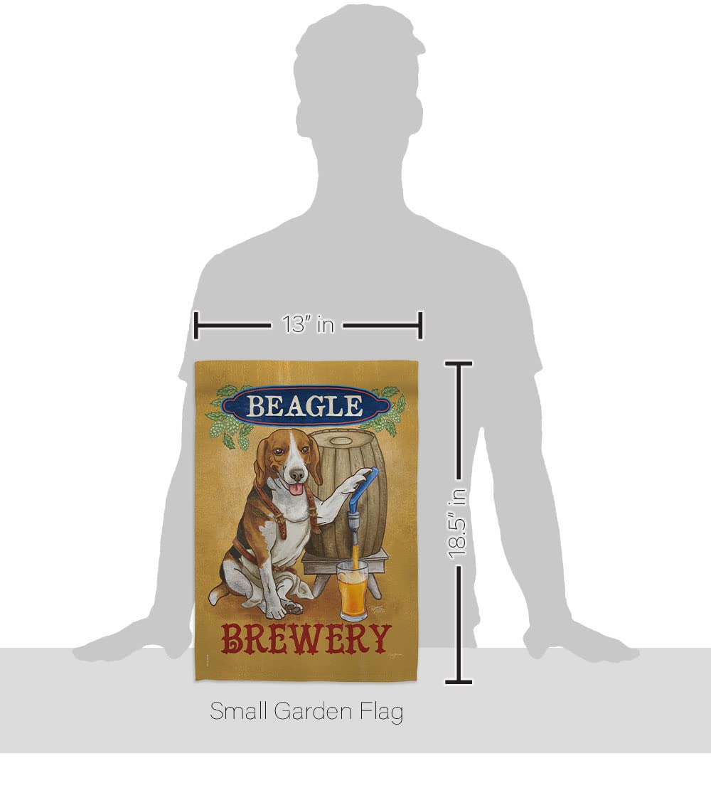 Beagle Brewery Garden Flag Set with Stand - Double-Sided Dog Decor for Yard & Home