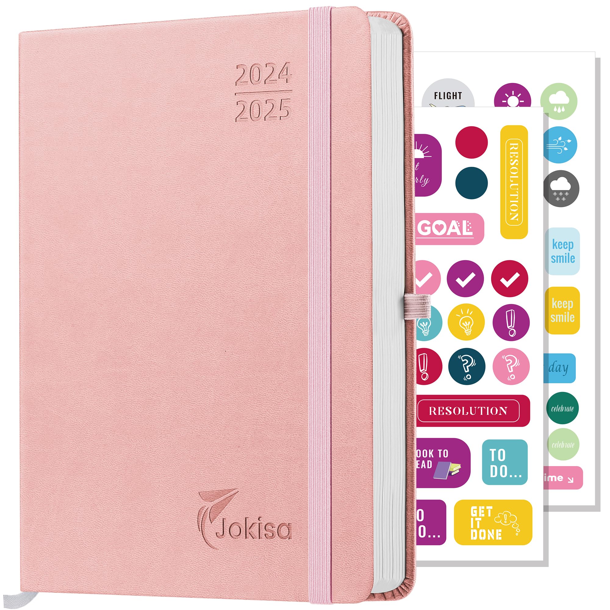 Jokisa 2024-2025 Weekly & Daily Planner - 17 Month Vertical School Planner from August 2024 to December 2025 with Pen Holder, Bookmark & Stickers (22 x 16 cm) - Perfect for Students, Teachers & Office Organization