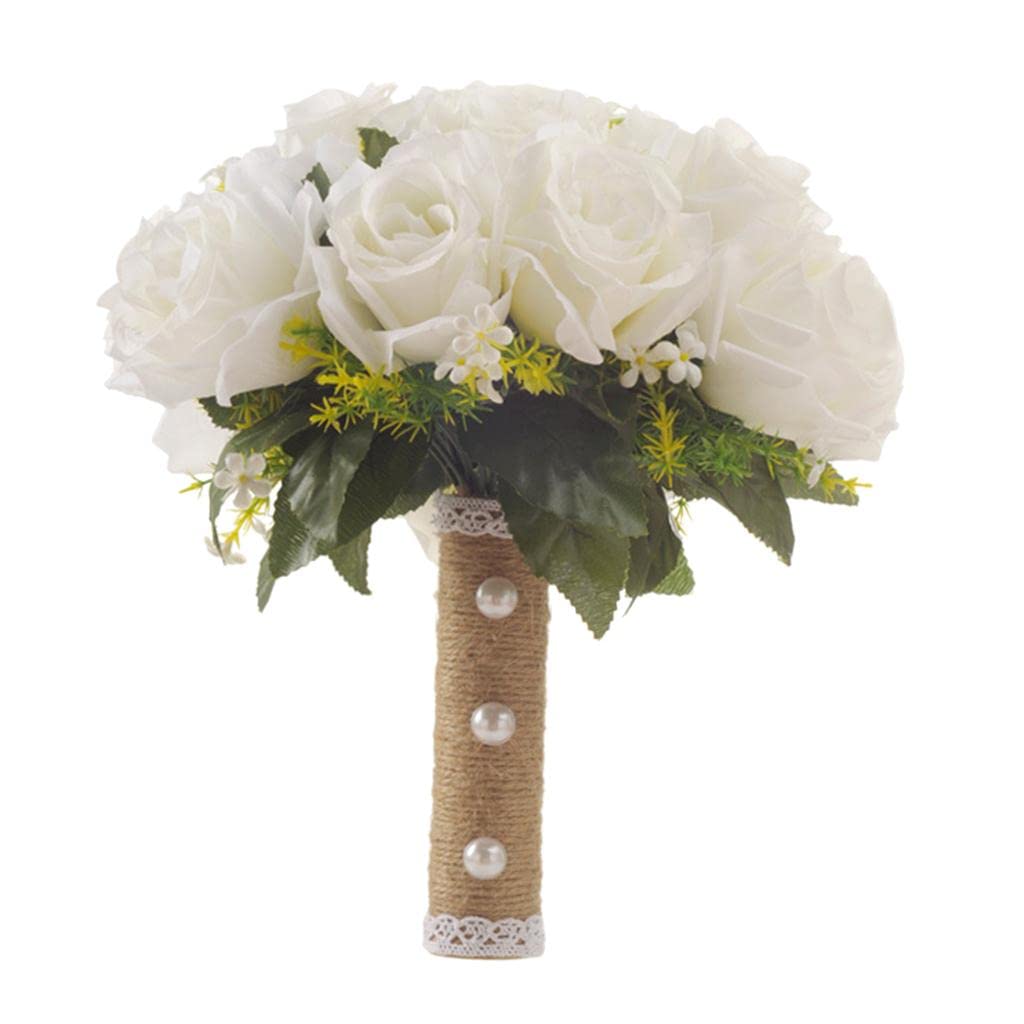 Romantic Wedding Bouquet - Artificial Flowers for Bridesmaid Bouquets, Bridal Party, and Wedding Decorations - Perfect for Weddings, Home Decor, and Special Events