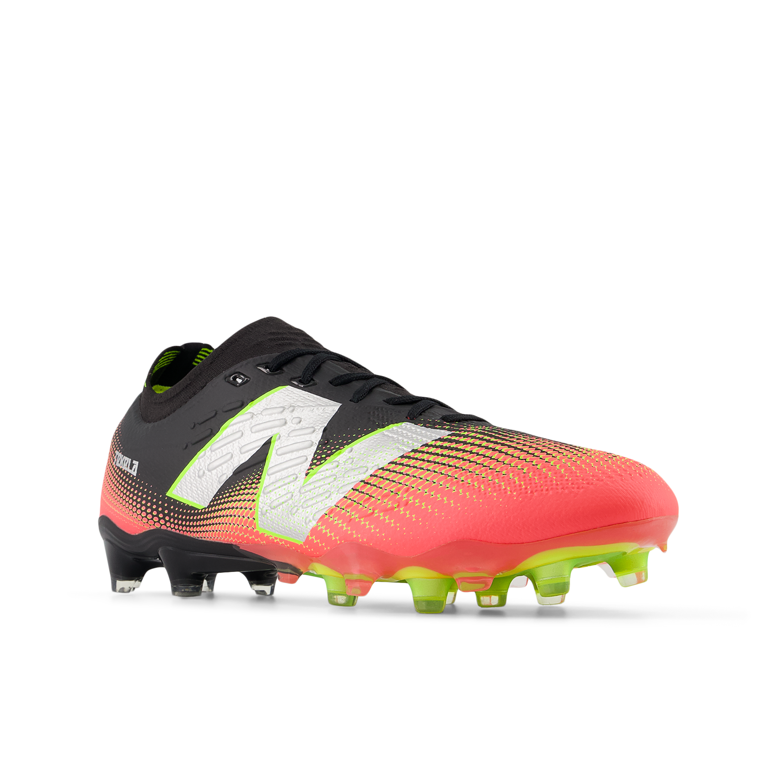 New Balance Tekela Pro Low Laced V4+ FG Soccer Cleats for Men - Black/Neo Flame/Clementine - Lightweight Football Shoes for Artificial Grass - Perfect for Training & Matches