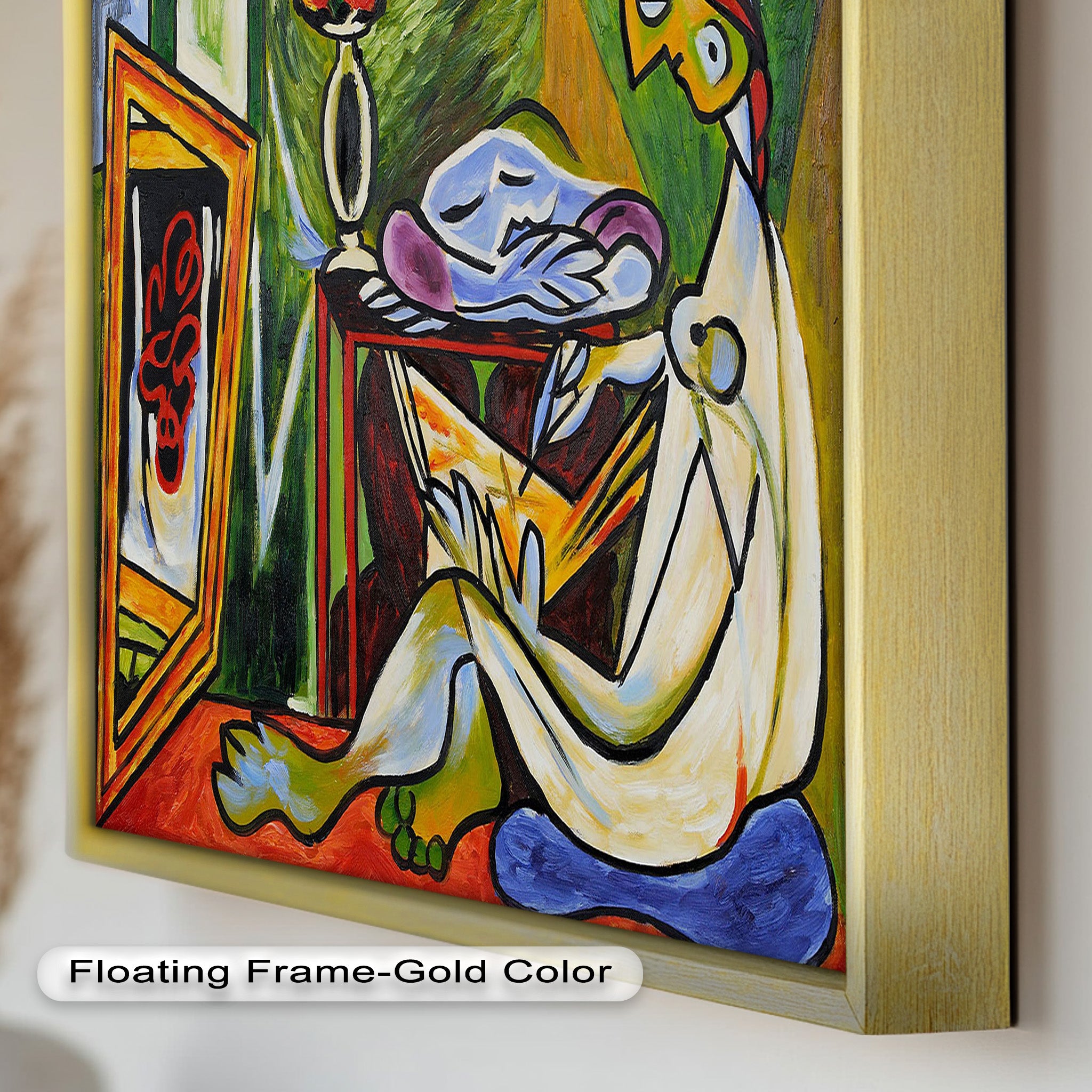 Abstract Interior Scene Picasso Style Oil Painting - Handmade Wall Art for Living Room, Bedroom & Office Decor