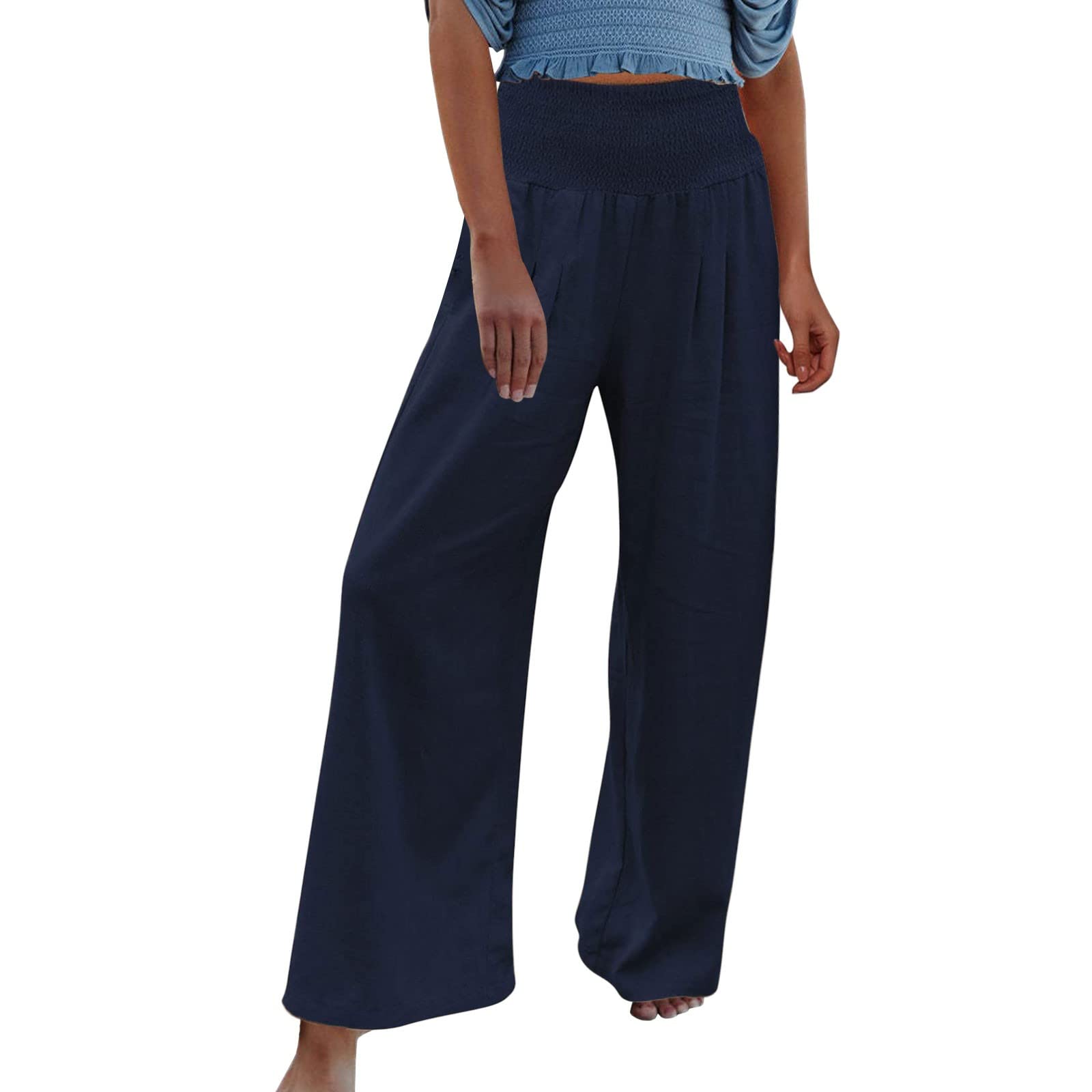 Aniwood Women's Casual Summer Wide Leg Capri Pants - High Waist Yoga Golf Pants with Pockets | Perfect for Yoga, Golf, and Everyday Summer Wear