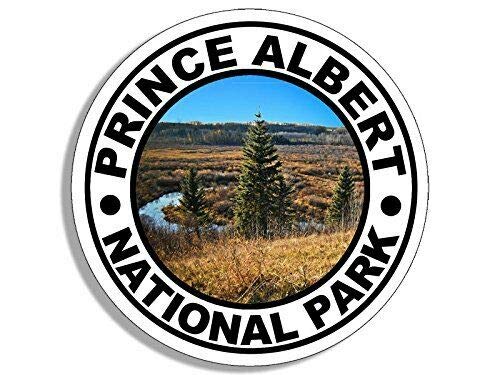 4x4 Inch Round Magnetic Vinyl Sticker - Prince Albert National Park Canada Souvenir | Perfect for RVs, Hiking Gear, Water Bottles & Laptop Decoration