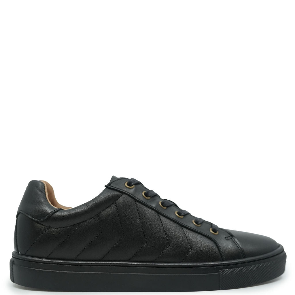 Porte Black Leather Side Stitching Sneakers - Men's Casual Walking Shoes for Comfort & Style - Perfect for Daily Wear, Office & Outdoor Activities