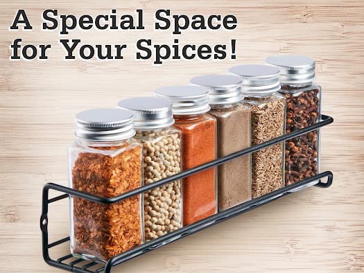 Space Saving Wall Mount Spice Rack Organizer - 4 Tier Kitchen Spice Shelf for Seasoning Jars & Bottles - Perfect for Small Kitchens, Pantries & RV Cooking Spaces