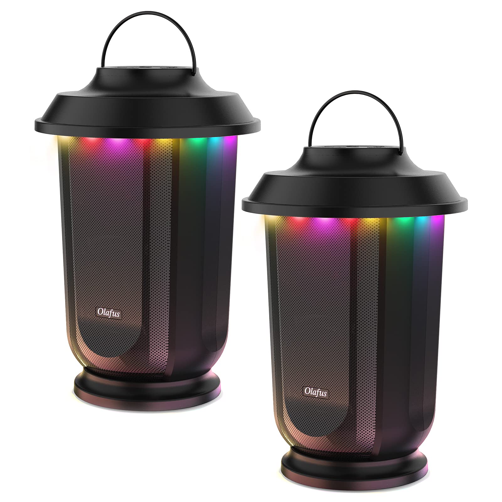 Olafus Outdoor Bluetooth Speakers 2 Pack - 40W True Wireless Stereo Patio Speakers with Dual Pairing, 20 RGB LED Lights & Rich Bass - Perfect for Garden, Yard, Camping, Pool Parties & Outdoor Gatherings
