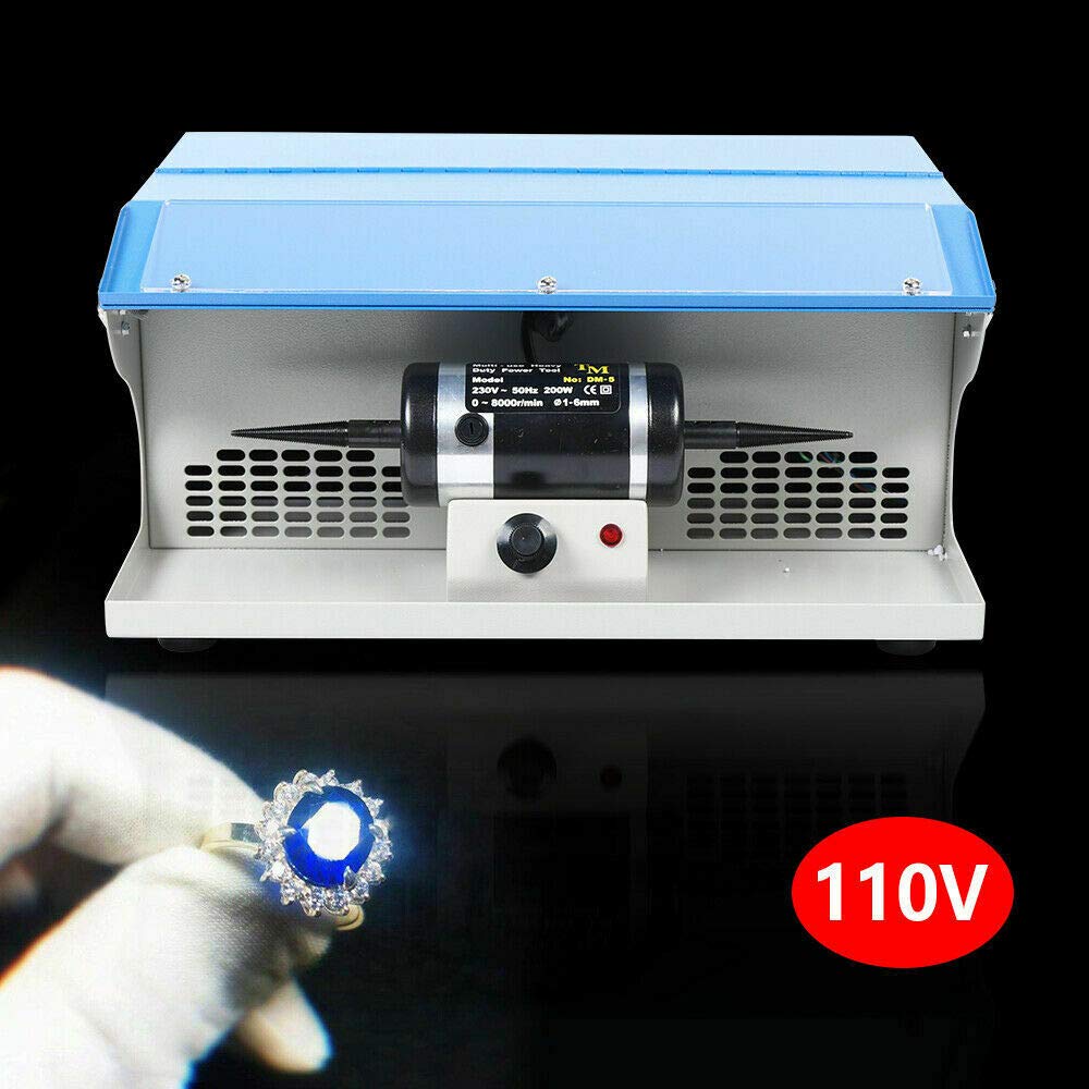 200W Jewelry Polishing Buffing Machine with Dust Collector & LED Light, 110V 0-8000 RPM Multifunctional Bench Grinder for Gemstones, Rocks, Metals - Perfect for Jewelry Making, Lapidary & DIY Craft Projects